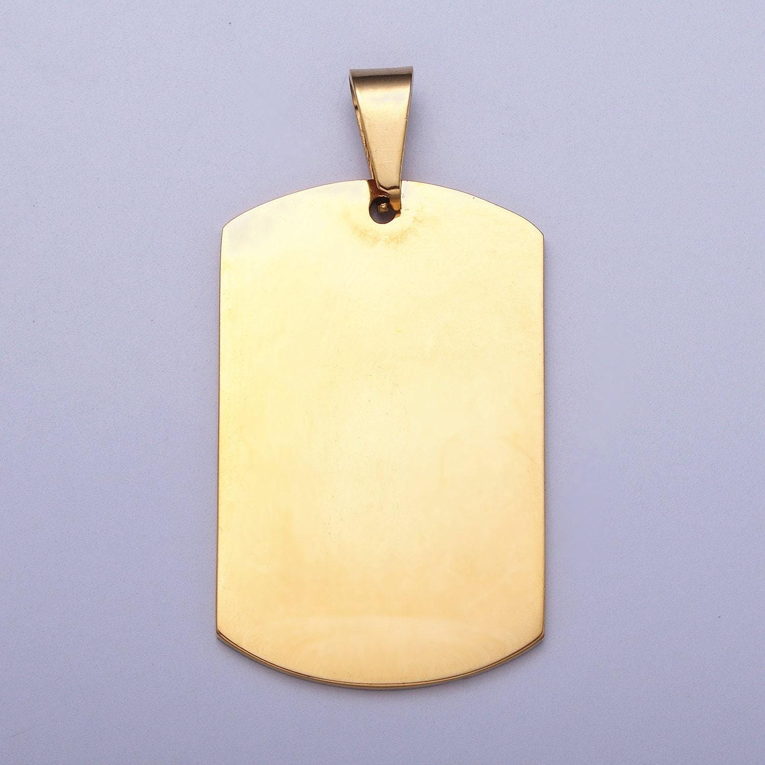 Gold engraved stainless steel military style dog tag pendant for personalize front, back or both blank tag jewelry making supply j431