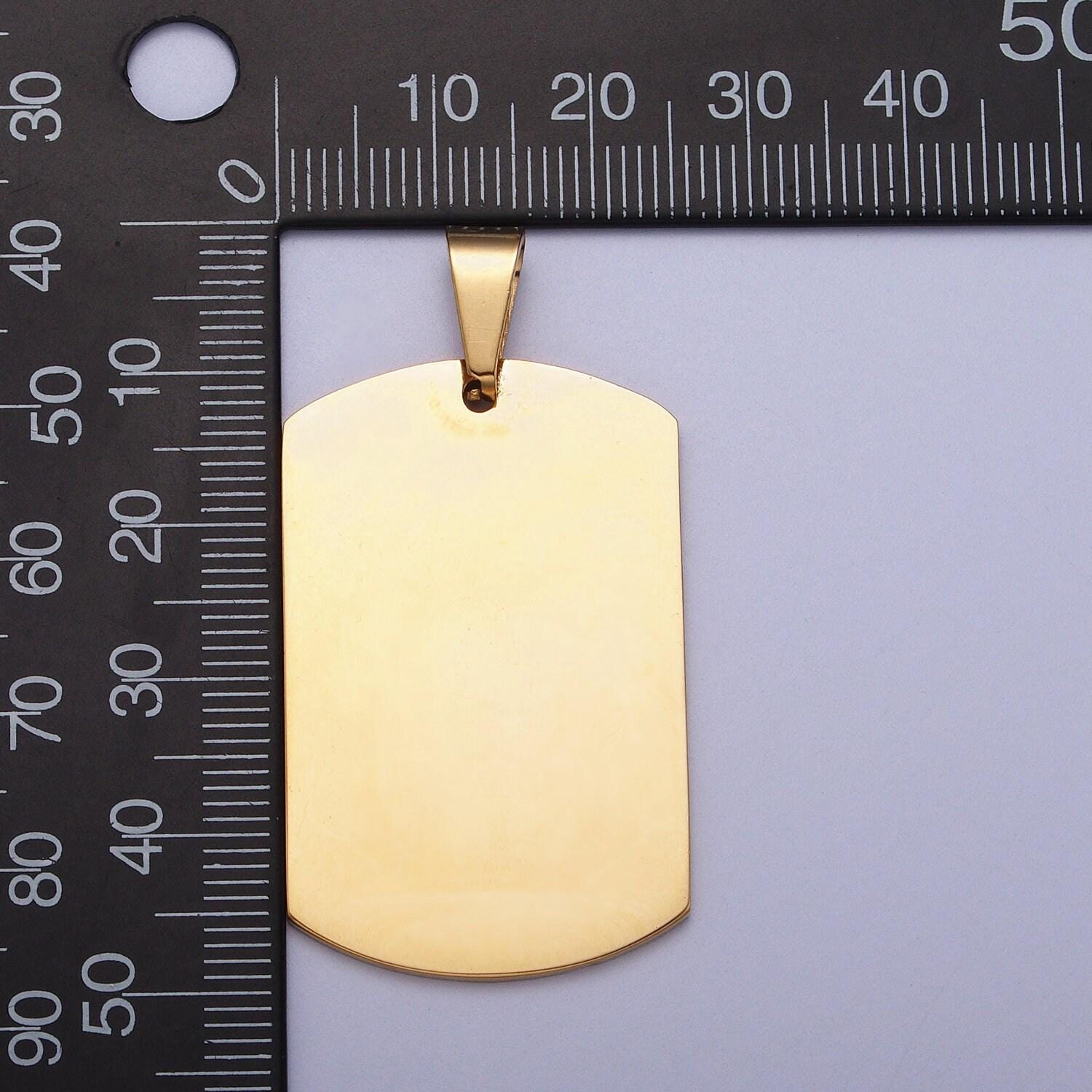Gold engraved stainless steel military style dog tag pendant for personalize front, back or both blank tag jewelry making supply j431