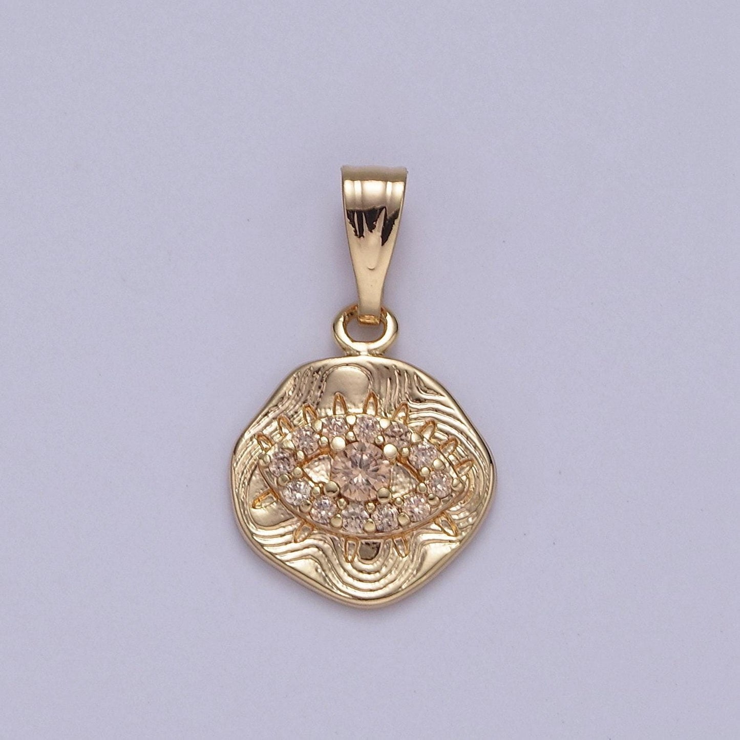 Dainty evil eye charm with orange / topaz cubic zirconia pendant j-425 j-426
