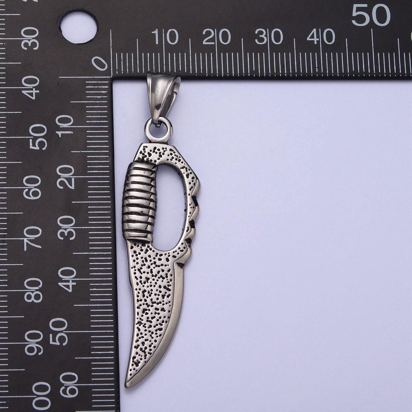 Silver knife necklace pendant hunter knife charm stainless steel knife fighting combat military pendant for necklace supply men jewelry j415
