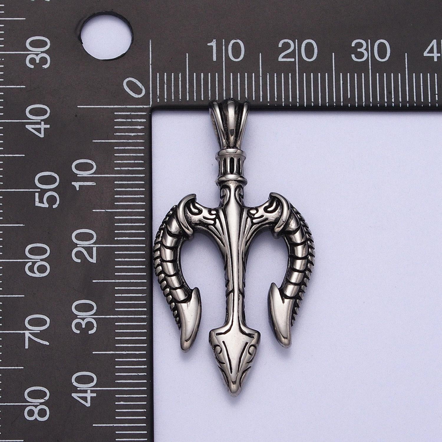 Gold trident pendant stainless steel charm neptune's necklace pendant god of sea pendant greek mythology inspired for men jewelry j342