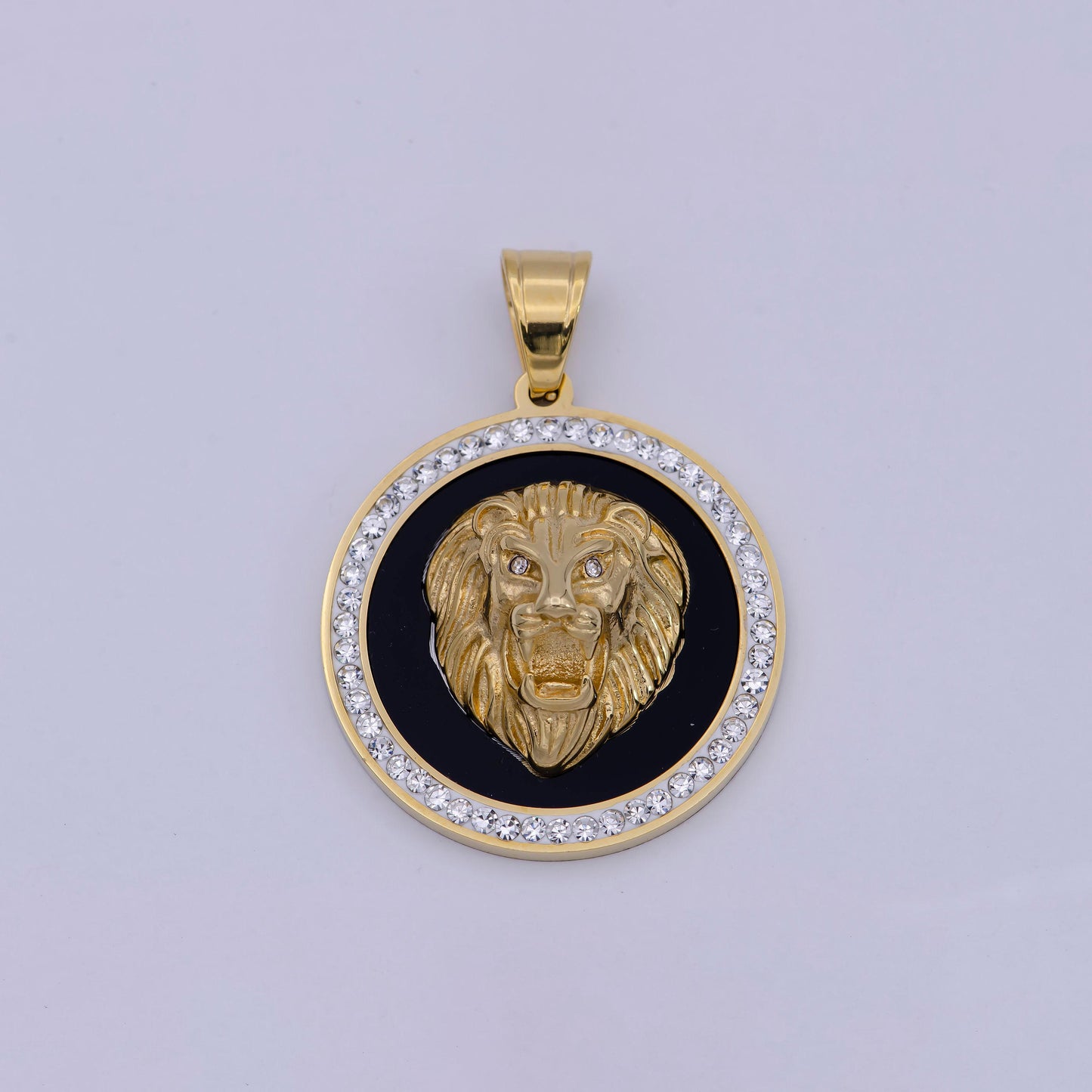 Silver 3d micro pave charm gold filled medallion, lion medallion pendant, lion jewelry, lion necklace charm for statement necklace component