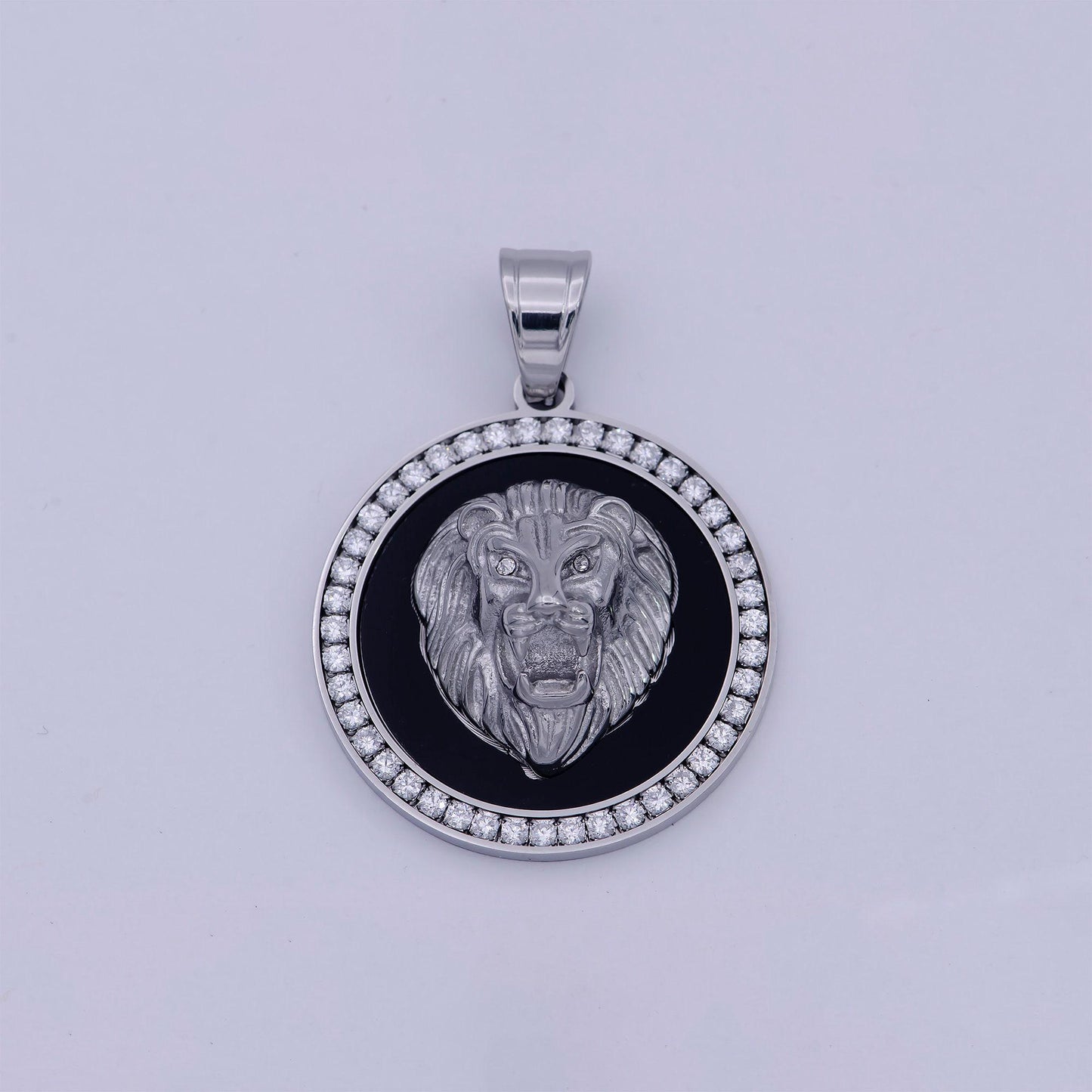 Silver 3d micro pave charm gold filled medallion, lion medallion pendant, lion jewelry, lion necklace charm for statement necklace component