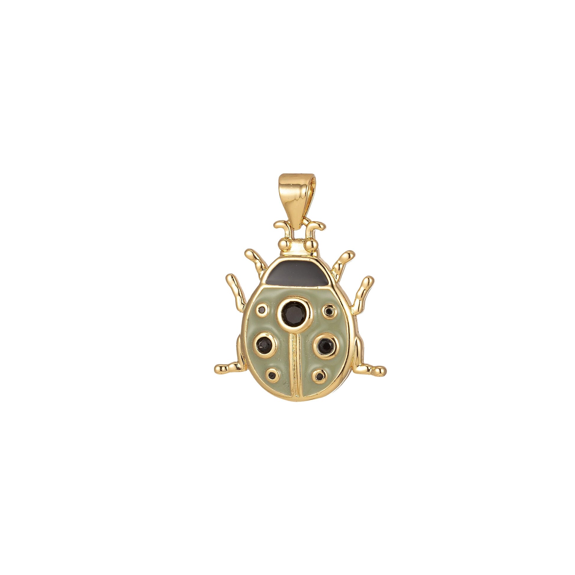 Small pink lady bug charm enamel animal charm bracelet necklace pendant earring component supply