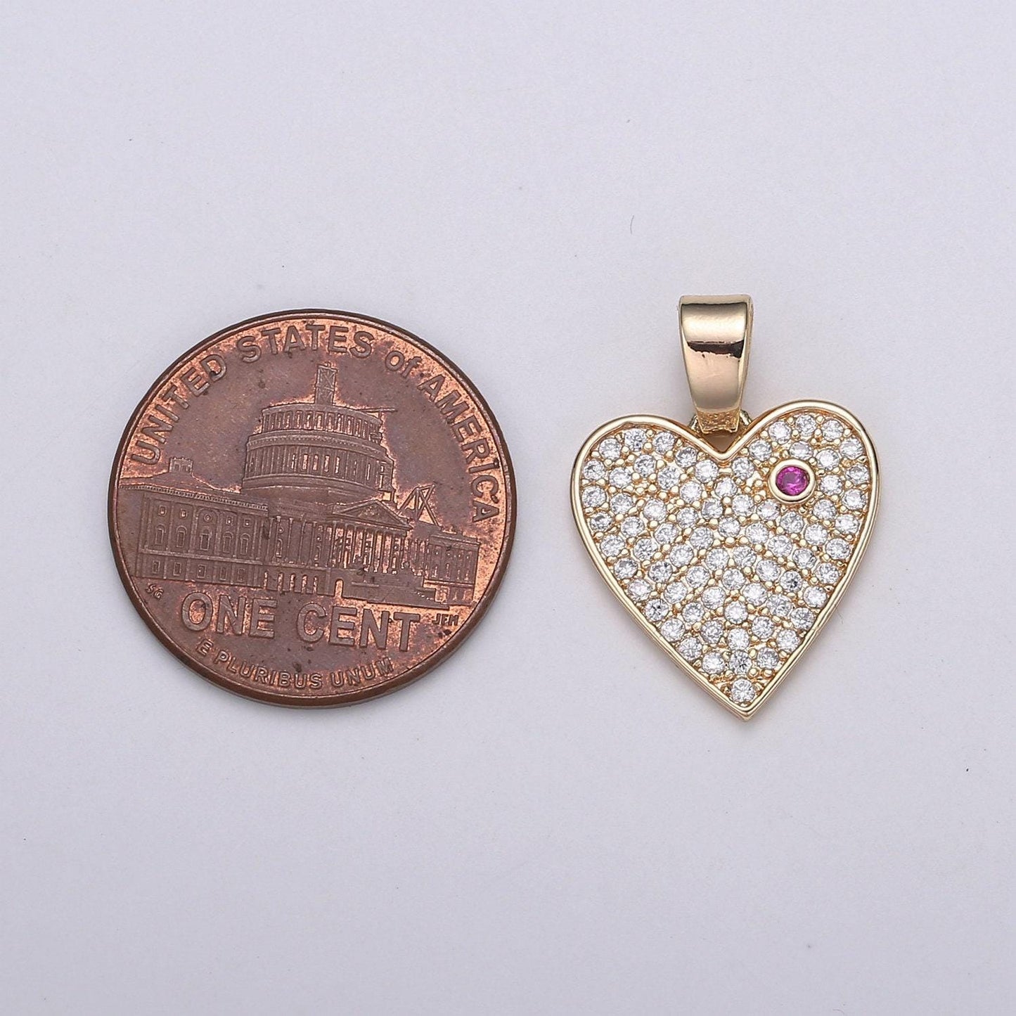 1pc 18k gold micro pave cz heart pendant charm, open heart micro pave cz pendant charm, pendant, for diy jewelry, j-284