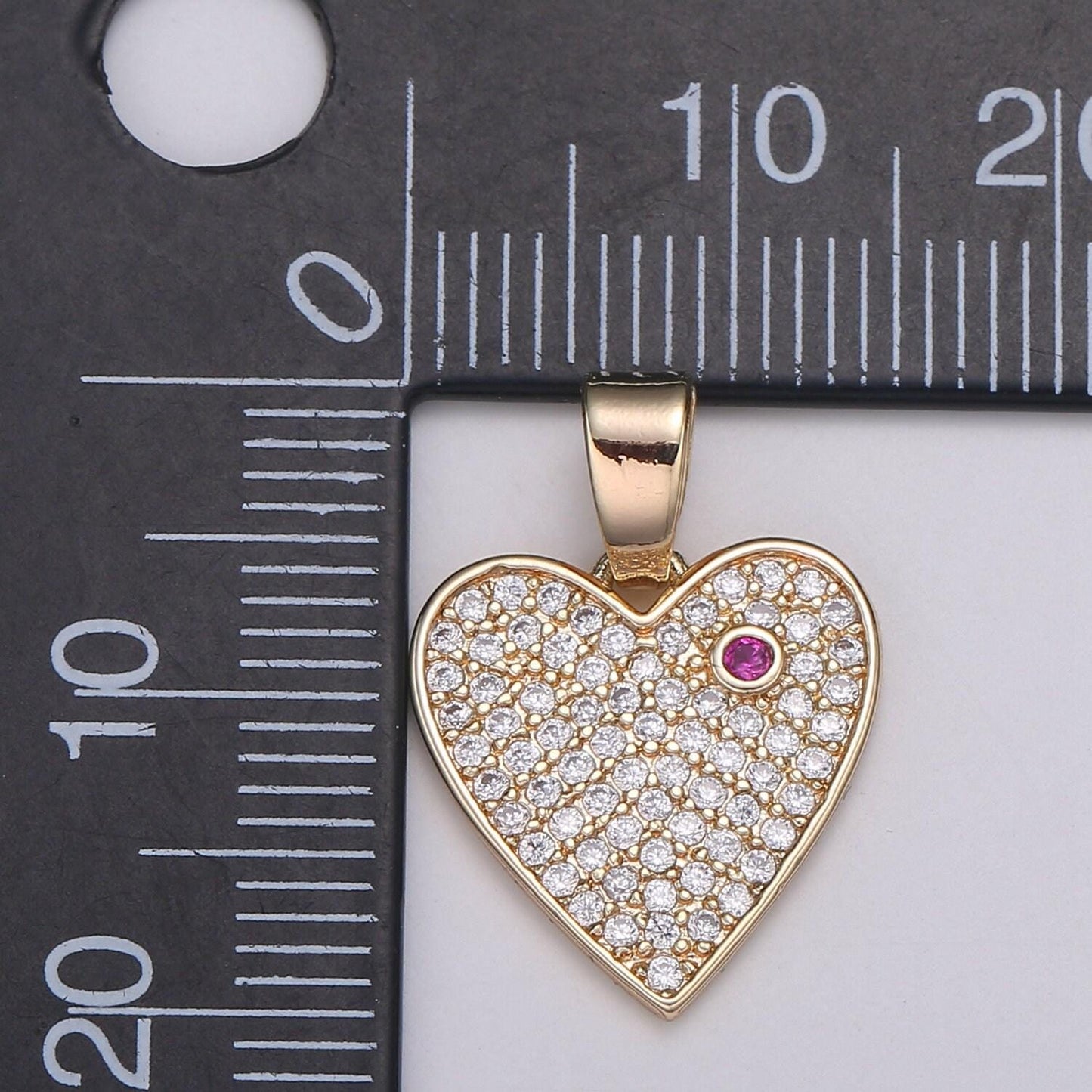 1pc 18k gold micro pave cz heart pendant charm, open heart micro pave cz pendant charm, pendant, for diy jewelry, j-284