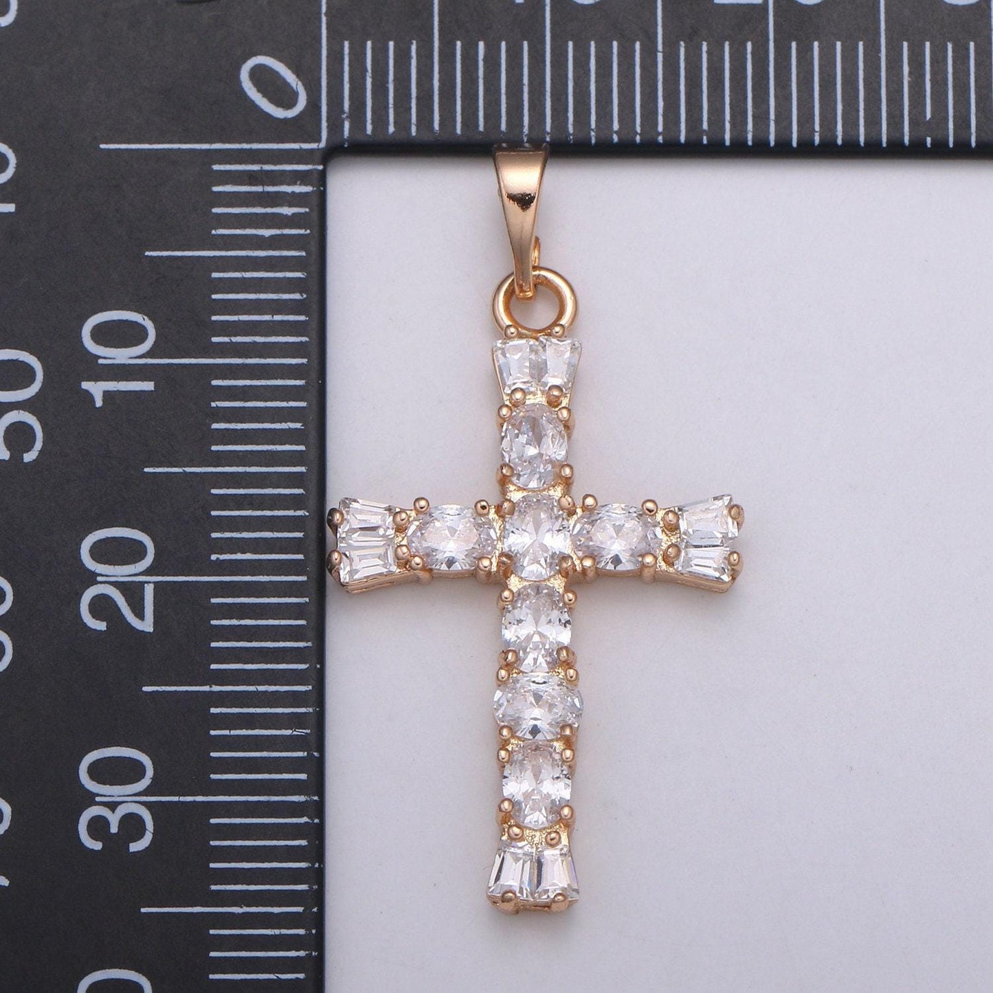 Clear crystal cross gold filled pendants j-273