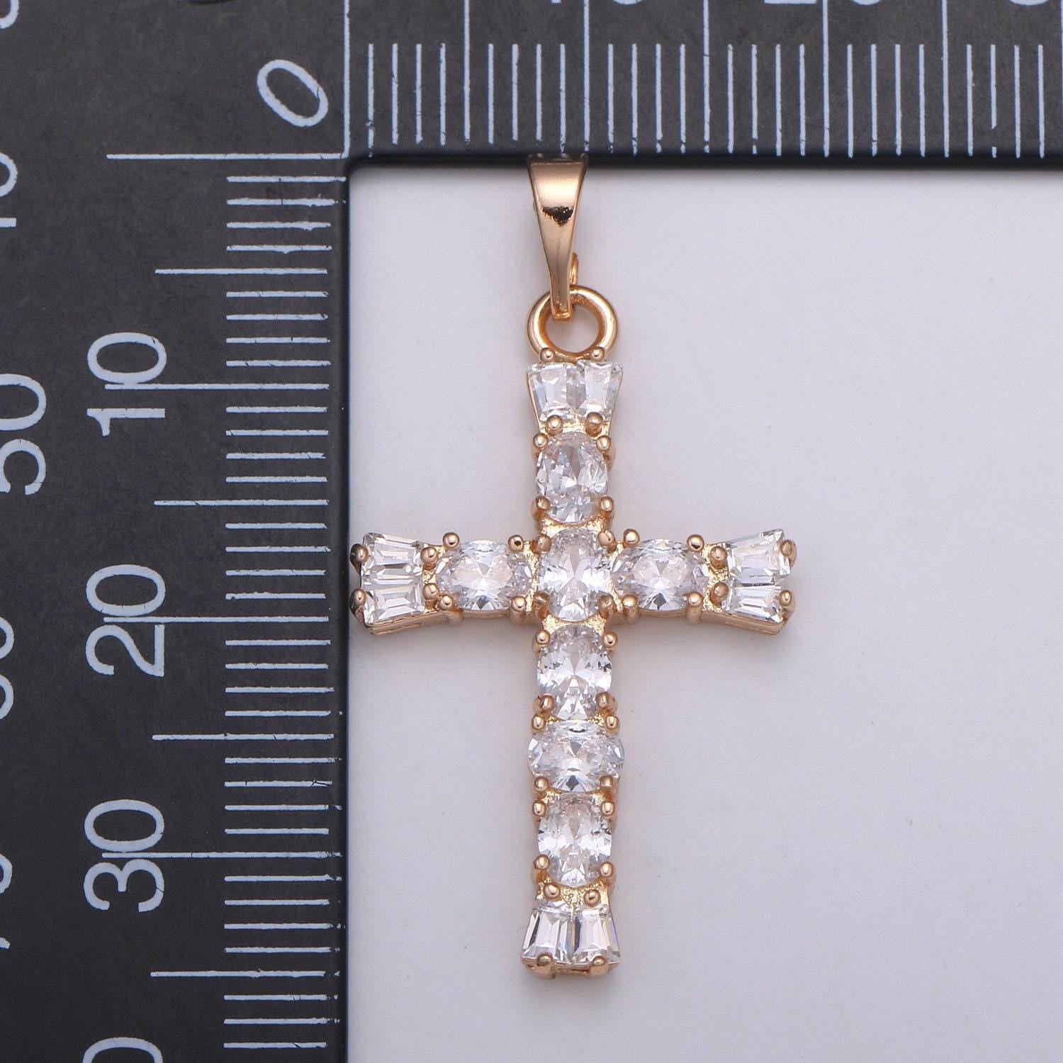 Clear crystal cross gold filled pendants j-273