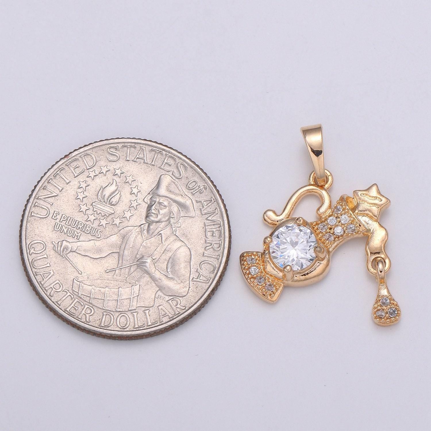 Dainty aquarius -zodiac horoscope sign constellation charm - celestial astrology medallion pendant for necklace