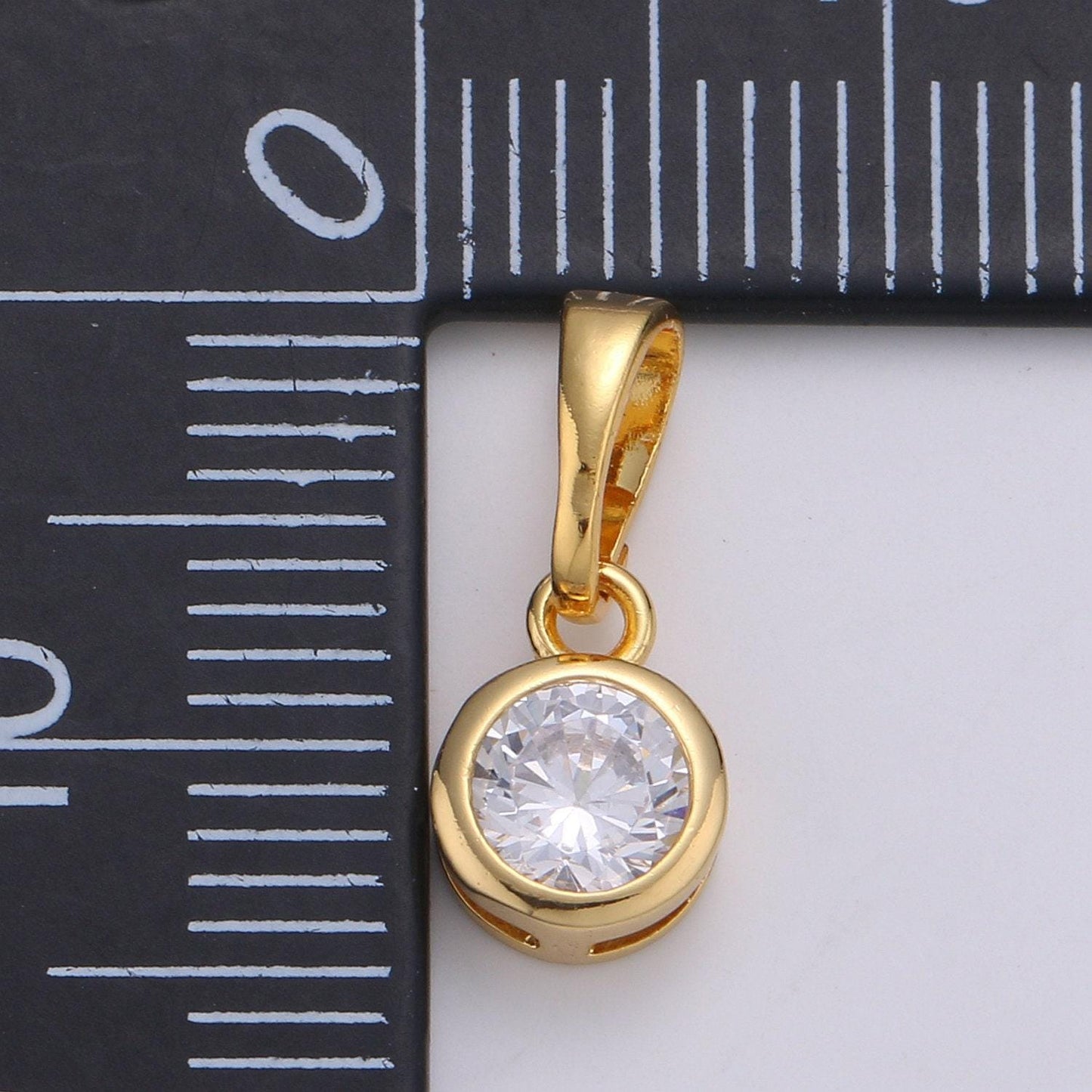 Solitaire zirconia 24k gold plated pendant, solitaire diamond cubic charm for easy self-making jewelry, sophisticate pendant, pdgf-2103