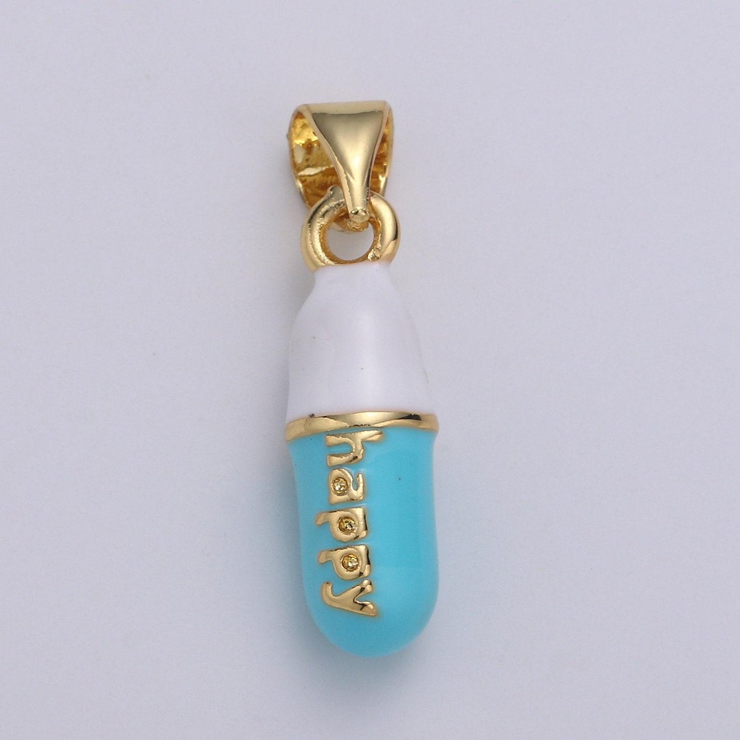 1pc. happy choose color pill charm necklace, dainty word charm,happy pill charm necklace pendant hope optimist minimalist jewelry pdgf-2120