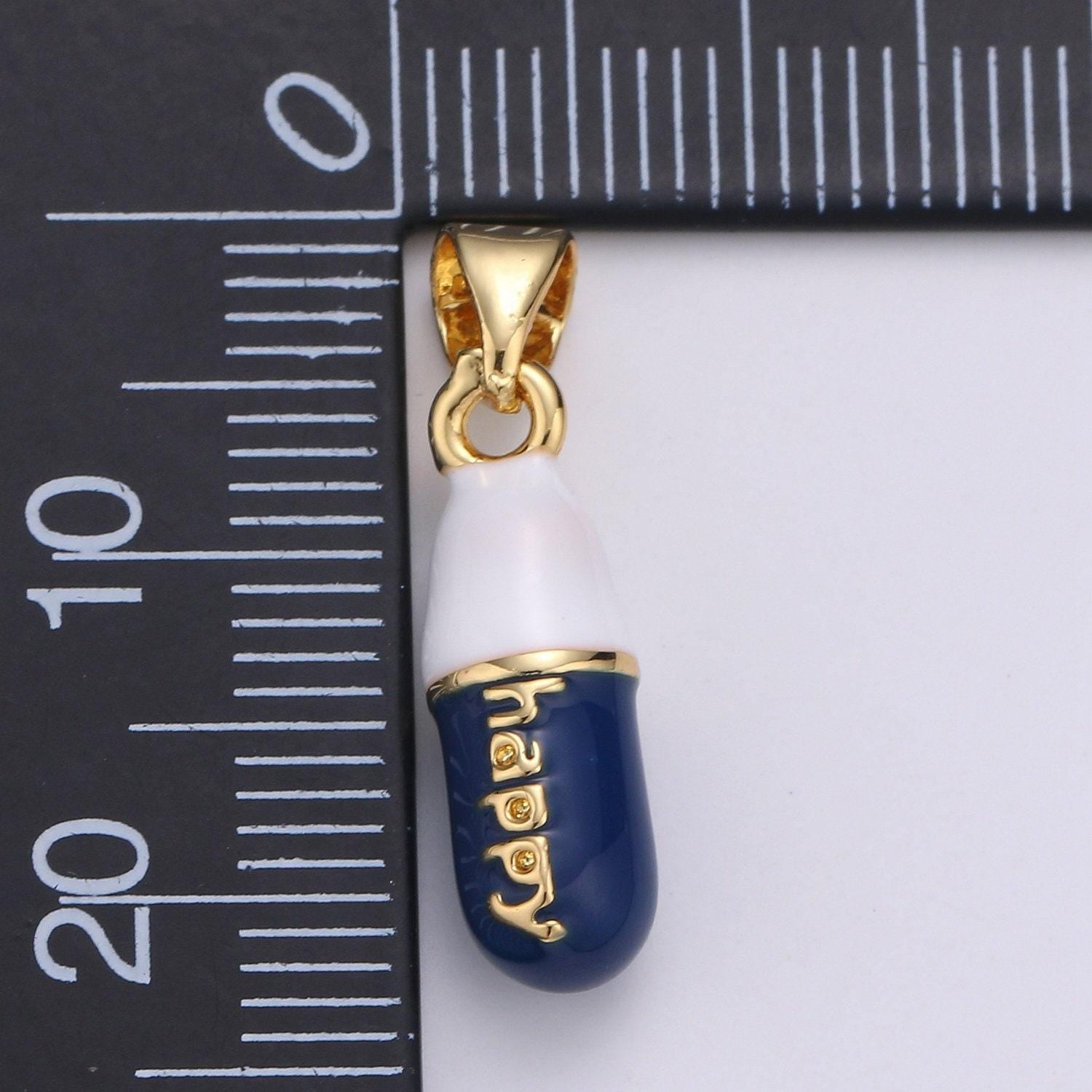 1pc. happy choose color pill charm necklace, dainty word charm,happy pill charm necklace pendant hope optimist minimalist jewelry pdgf-2120