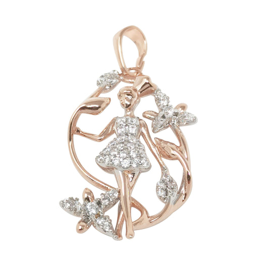 Balerina charm rose gold plated angel pendant, micro pave cubic mini pendant, dainty beautiful jewelry bracelet earring necklace, pdgf-2062