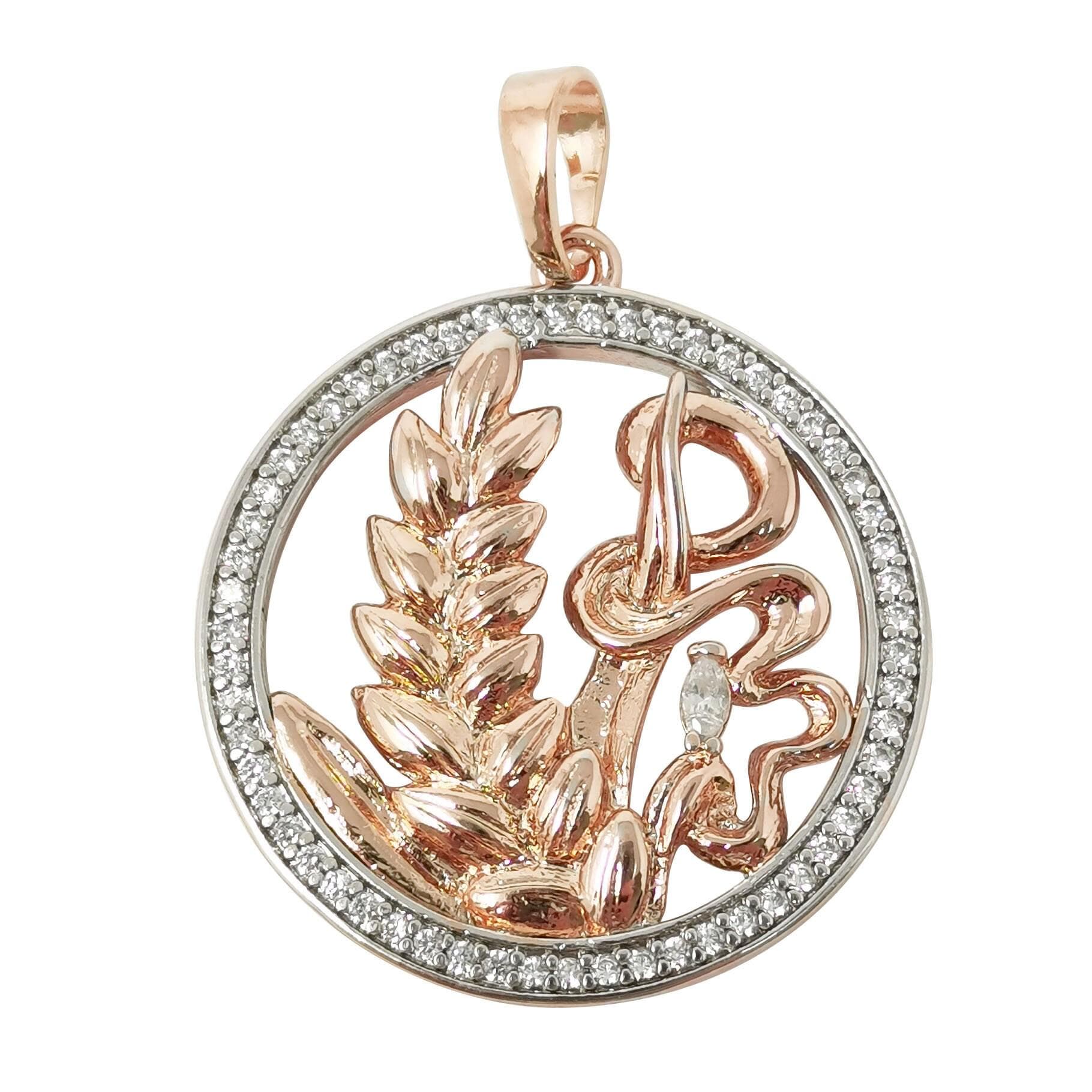Tree of life micro pave 2 tones charm , wheat strand pendant, yoga pendant, circle of life yoga charms, jewelry making findings pdgf- 2055