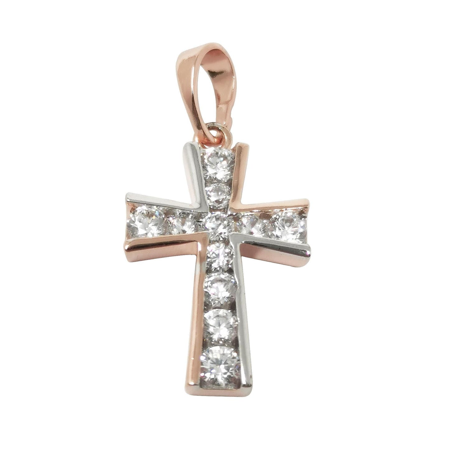 Dual color cubic cross pendant, cz jesus pendant, white gold pendant, bracelet charm, necklace pendant, rose gold jewelry pdgf- 2054