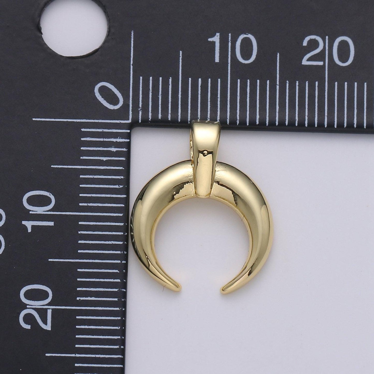 Gold crescent moon horn pendant - c shape wish moon charm, half moon, eclipse, tusk, celestial jewelry 14k gold charm,j-15