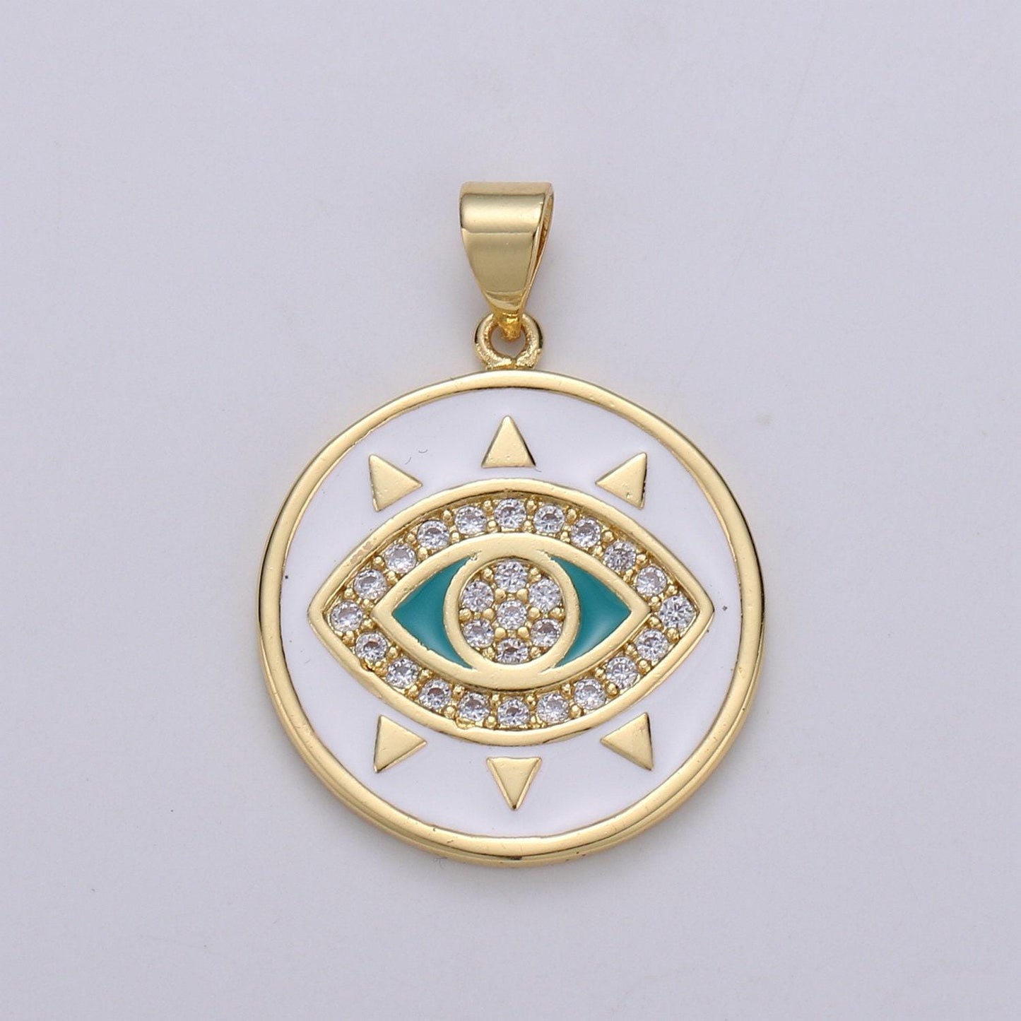 Evil eye enamel 24k gold pendant, micro pave evil eye charm for amulet jewelry making supply protection jewelry, pdgf-2007,2008,2009
