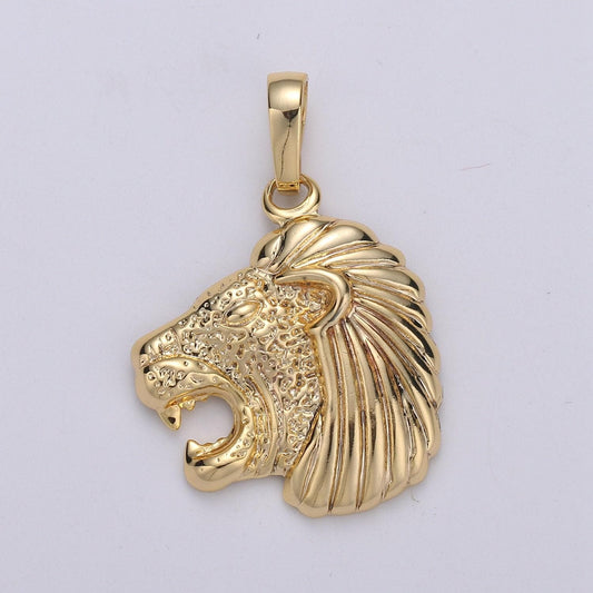 Lion head 24k gold pendant lion roar charm,majesty pendant, the king of nature charm for diy jewelry, gold colorpdgf-1991