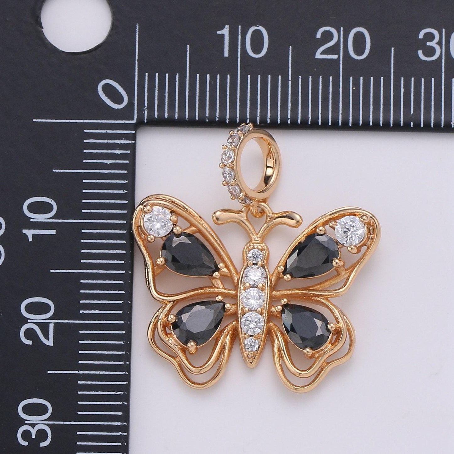 Black rose gold butterfly gold filled pendants j-106