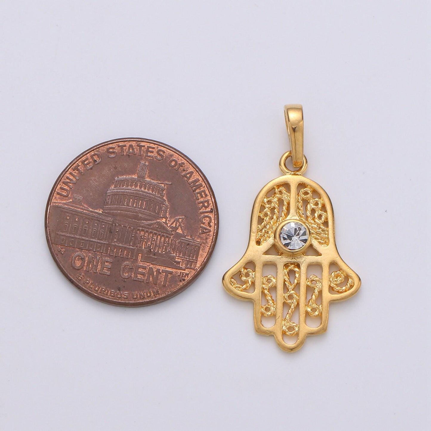 Gold filled hamsa hand pendant hand of fatimah charm j-071