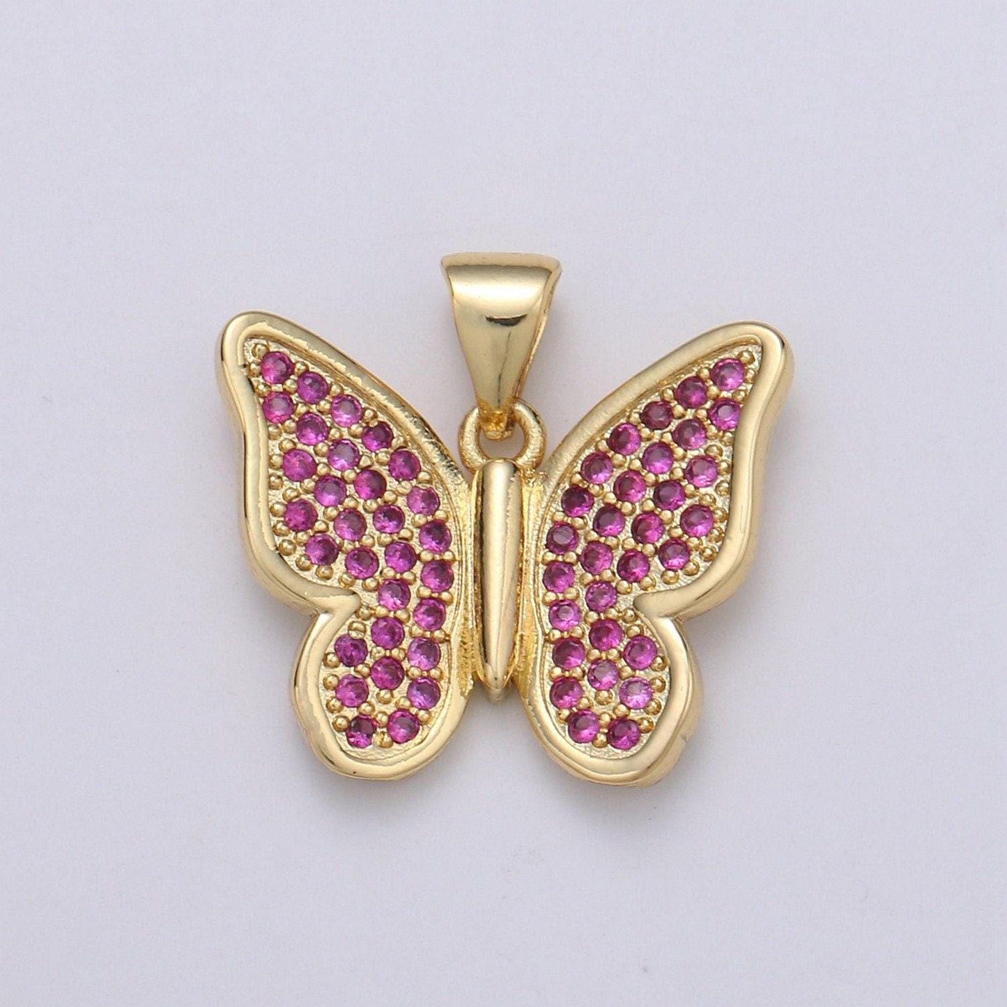 14k gold filled micro pave cz butterfly pendant charm, micro pave cz butterfly pendant charm, gold filled pendant j-063~j-065