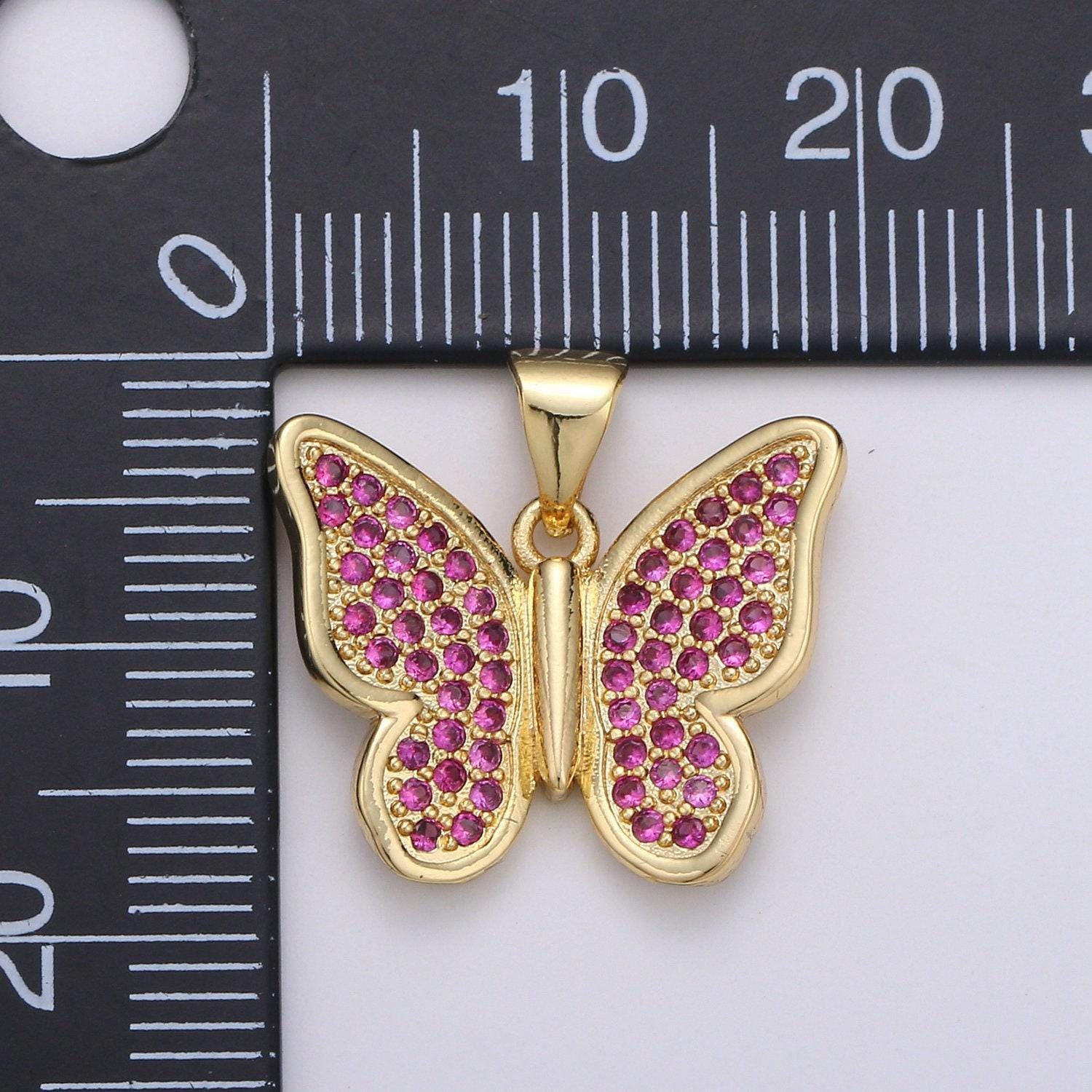 14k gold filled micro pave cz butterfly pendant charm, micro pave cz butterfly pendant charm, gold filled pendant j-063~j-065