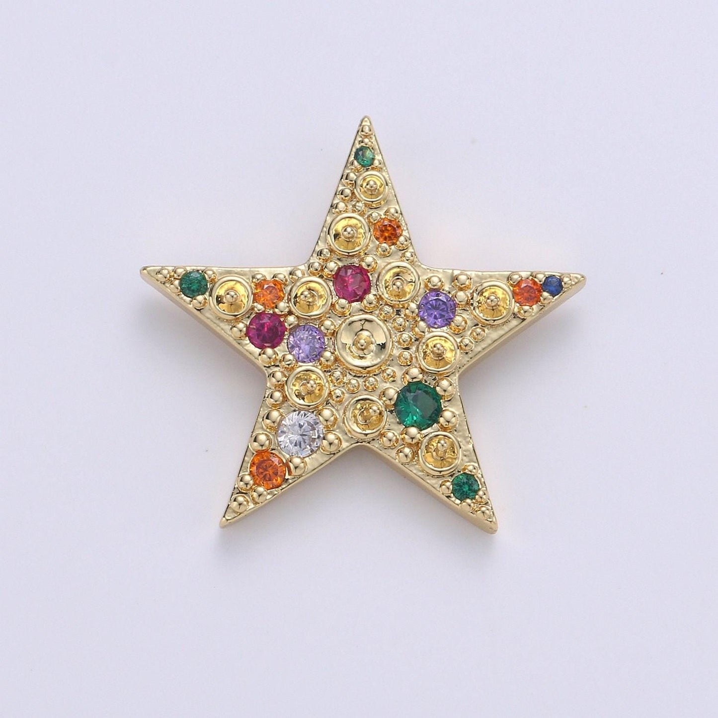 14k gold filled colorful star cz pendant, micro pave cz star charm, celestial charm, gold star charm for bracelet necklace charm j-019