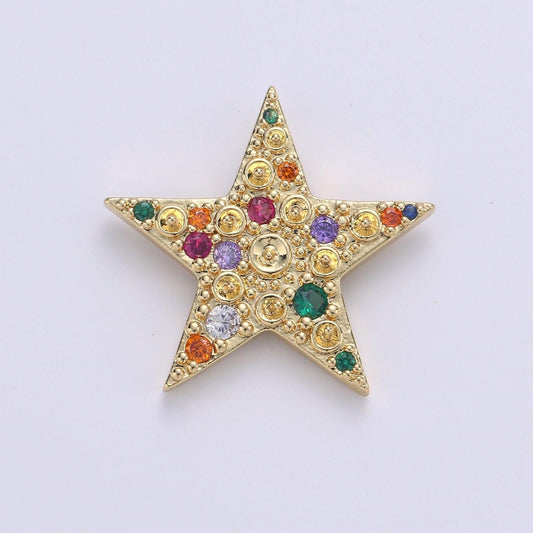 14k gold filled colorful star cz pendant, micro pave cz star charm, celestial charm, gold star charm for bracelet necklace charm j-019