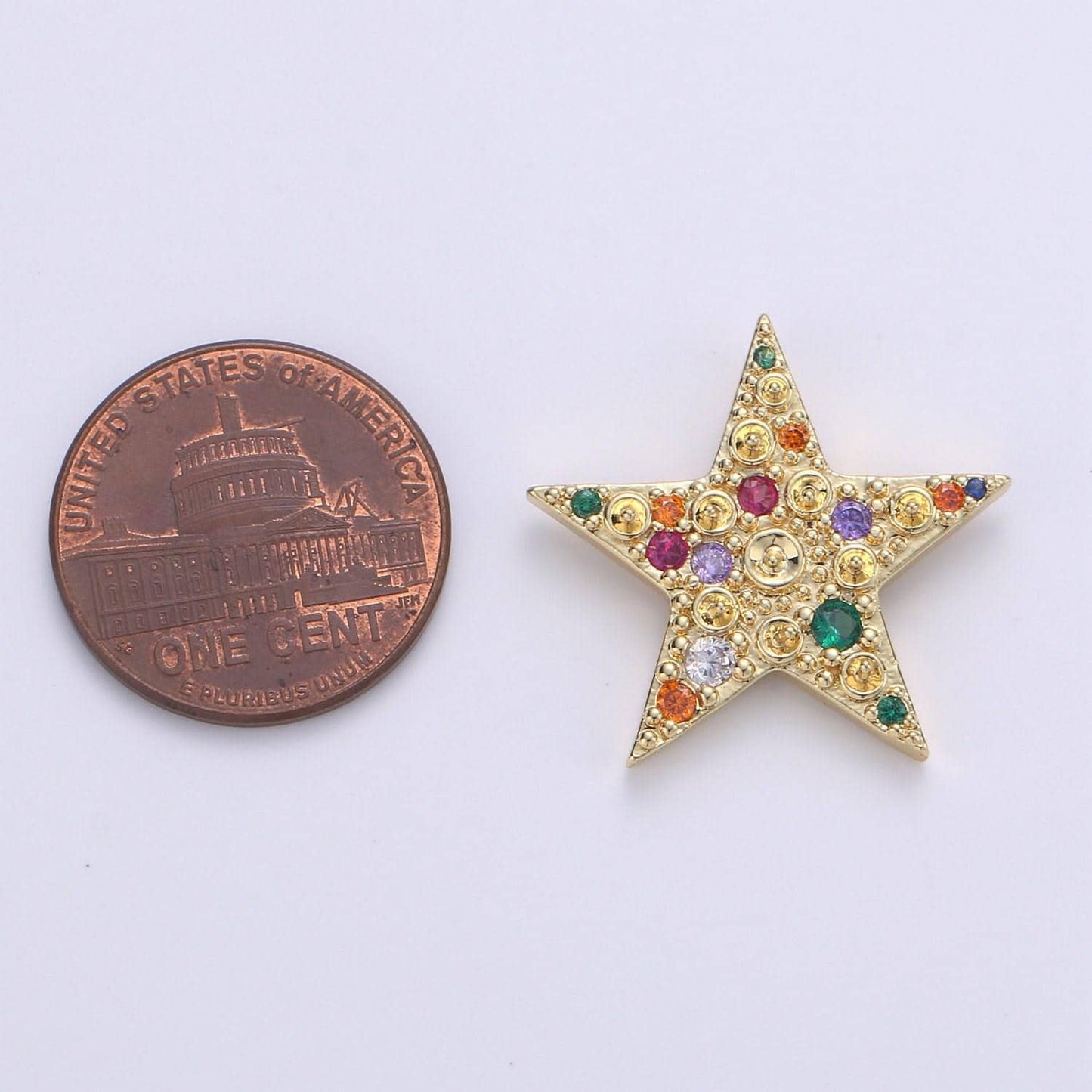 14k gold filled colorful star cz pendant, micro pave cz star charm, celestial charm, gold star charm for bracelet necklace charm j-019