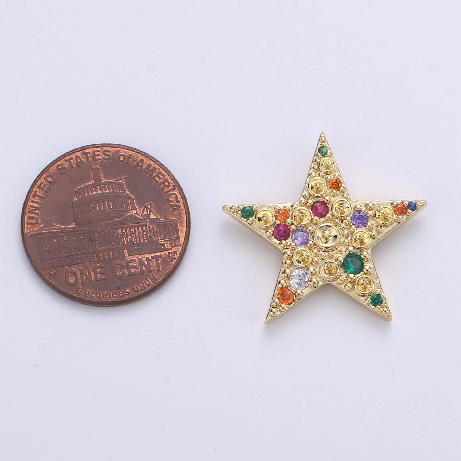 14k gold filled colorful star cz pendant, micro pave cz star charm, celestial charm, gold star charm for bracelet necklace charm j-019