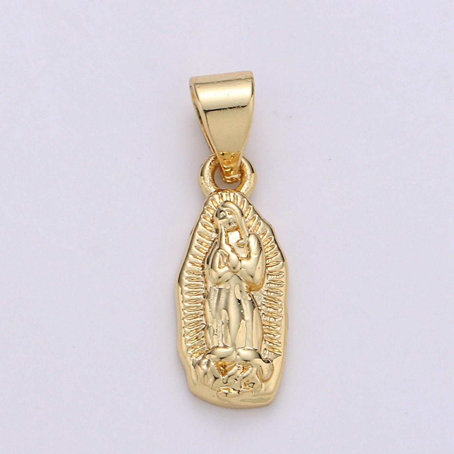 Vintage mary charm necklace 14k gold holy mary pendant necklace, our lady of guadalupe pendant necklace for religious jewelry making