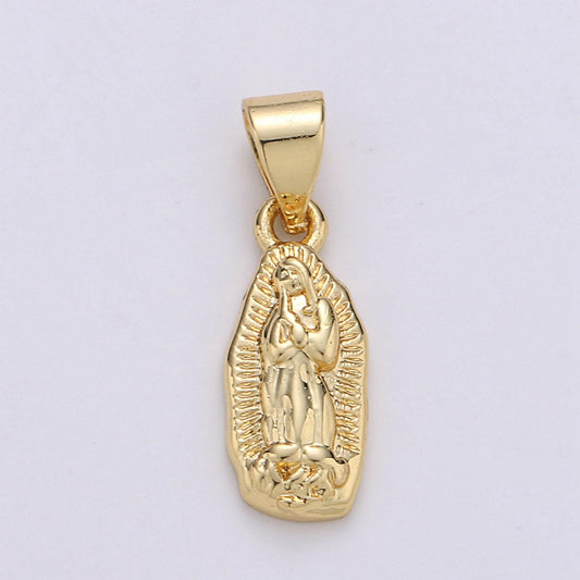 Vintage mary charm necklace 14k gold holy mary pendant necklace, our lady of guadalupe pendant necklace for religious jewelry making
