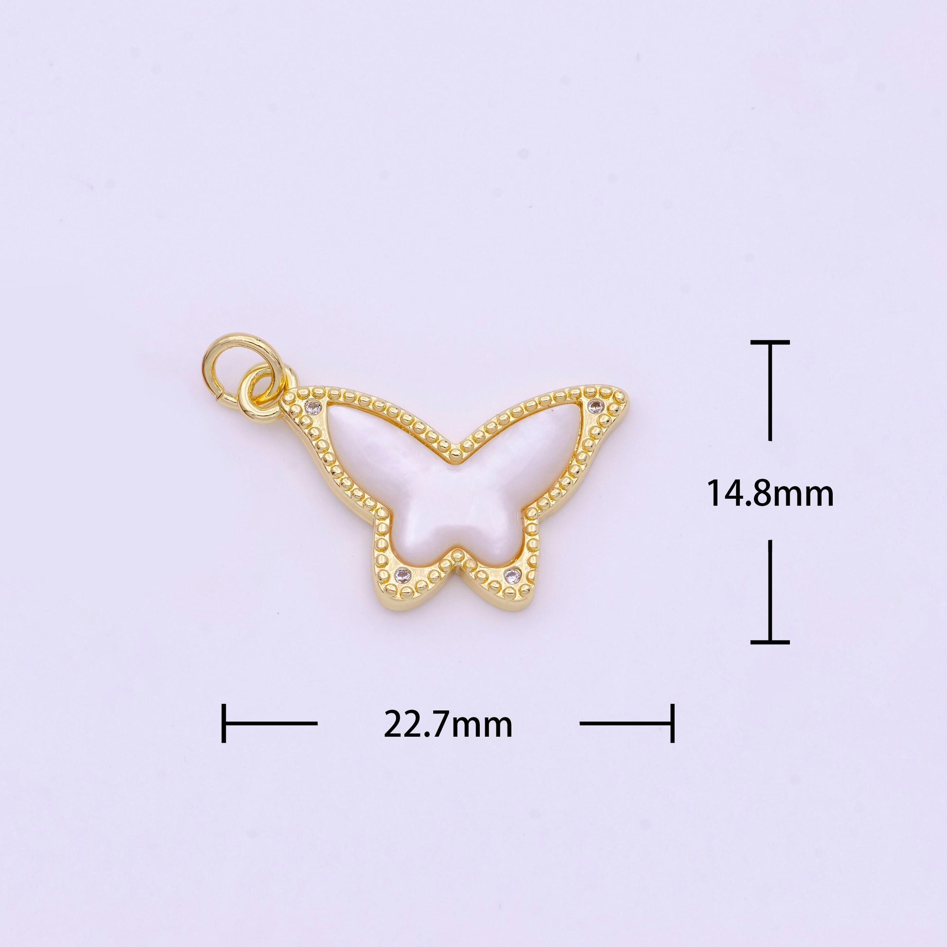 White pearl butterfly charms dainty monarch charms for necklace bracelets earring supply i-923