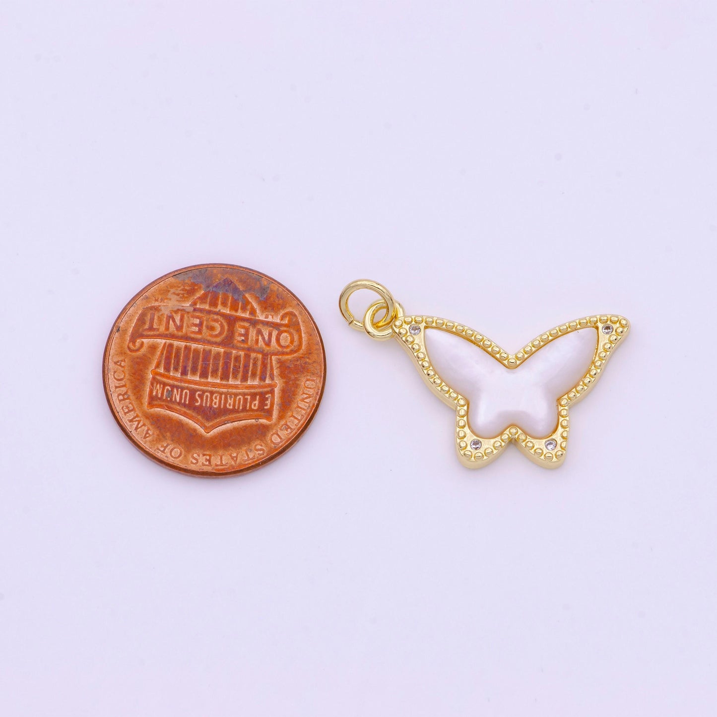 White pearl butterfly charms dainty monarch charms for necklace bracelets earring supply i-923