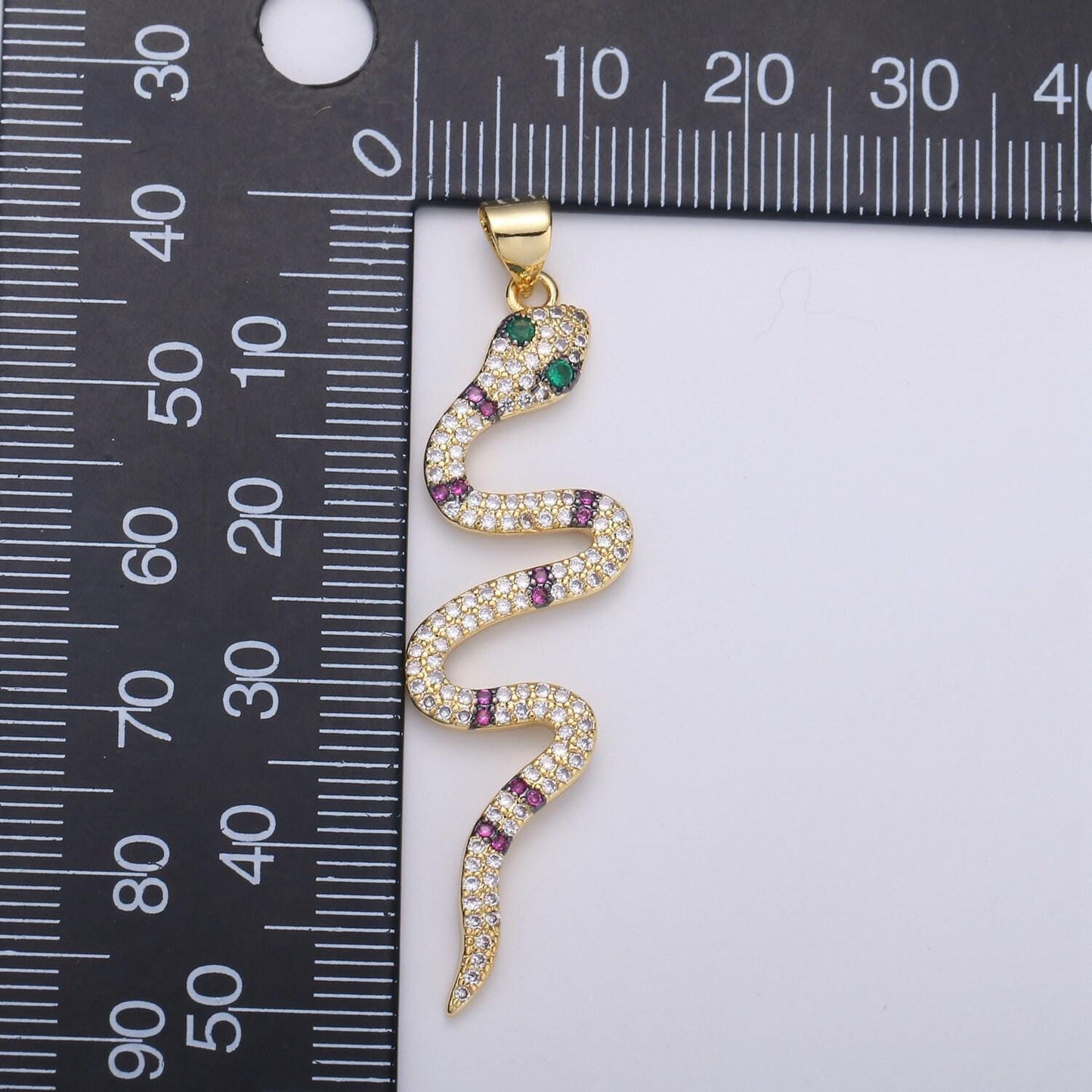 Green cz 14k gold filled snake charm, micro pave snake pendant charm, gold filled charm, serpent animal jewelry dangle charm i-905~i-907