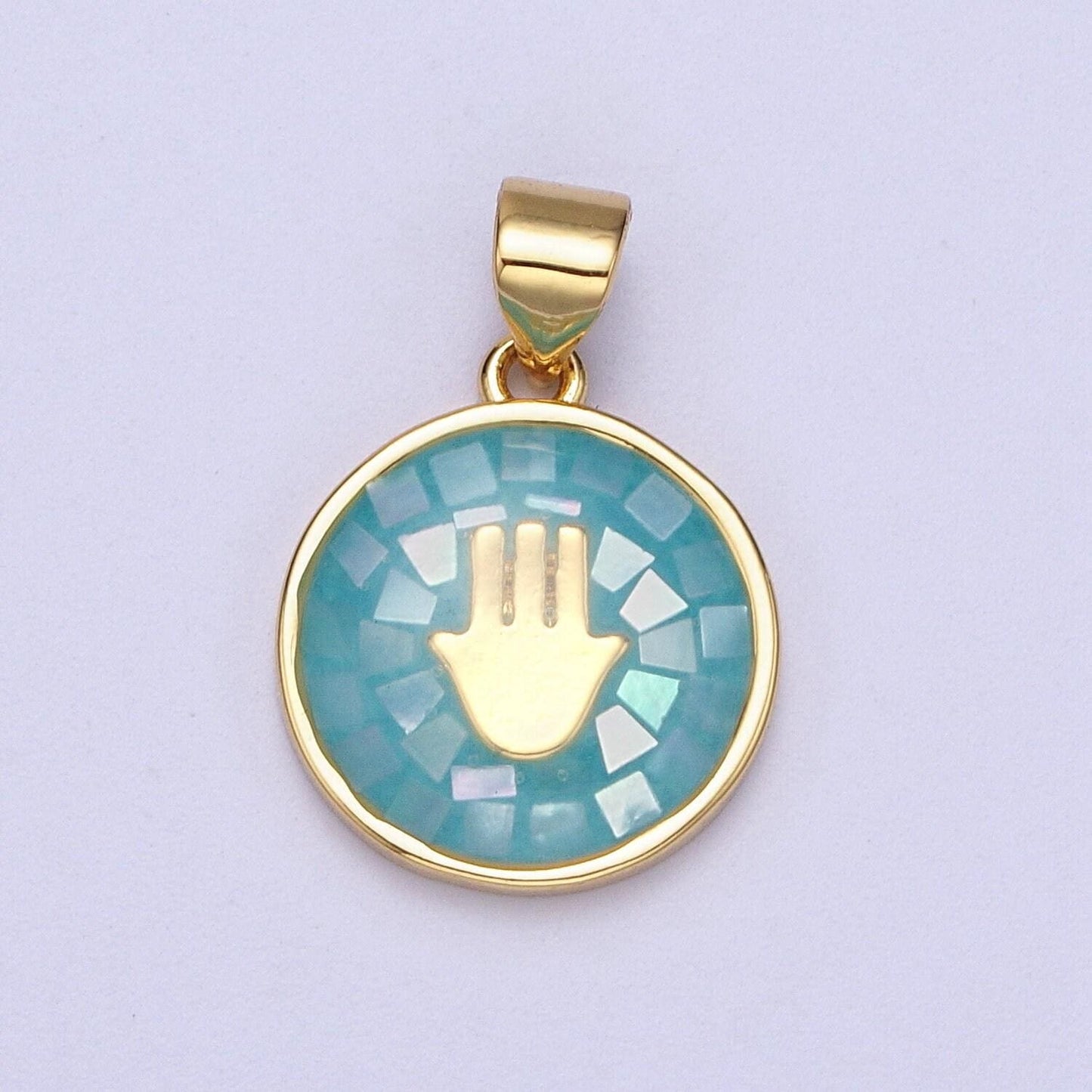 24k gold filled pink shell hamsa hand charm pendant white green blue shell charm necklace bracelet pendant 20x13.8mm h-807
