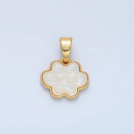 Small dog paw charm for bracelet necklace component white shell pearl puppy dog cat bear animal pendant pet jewelry collar charm i808
