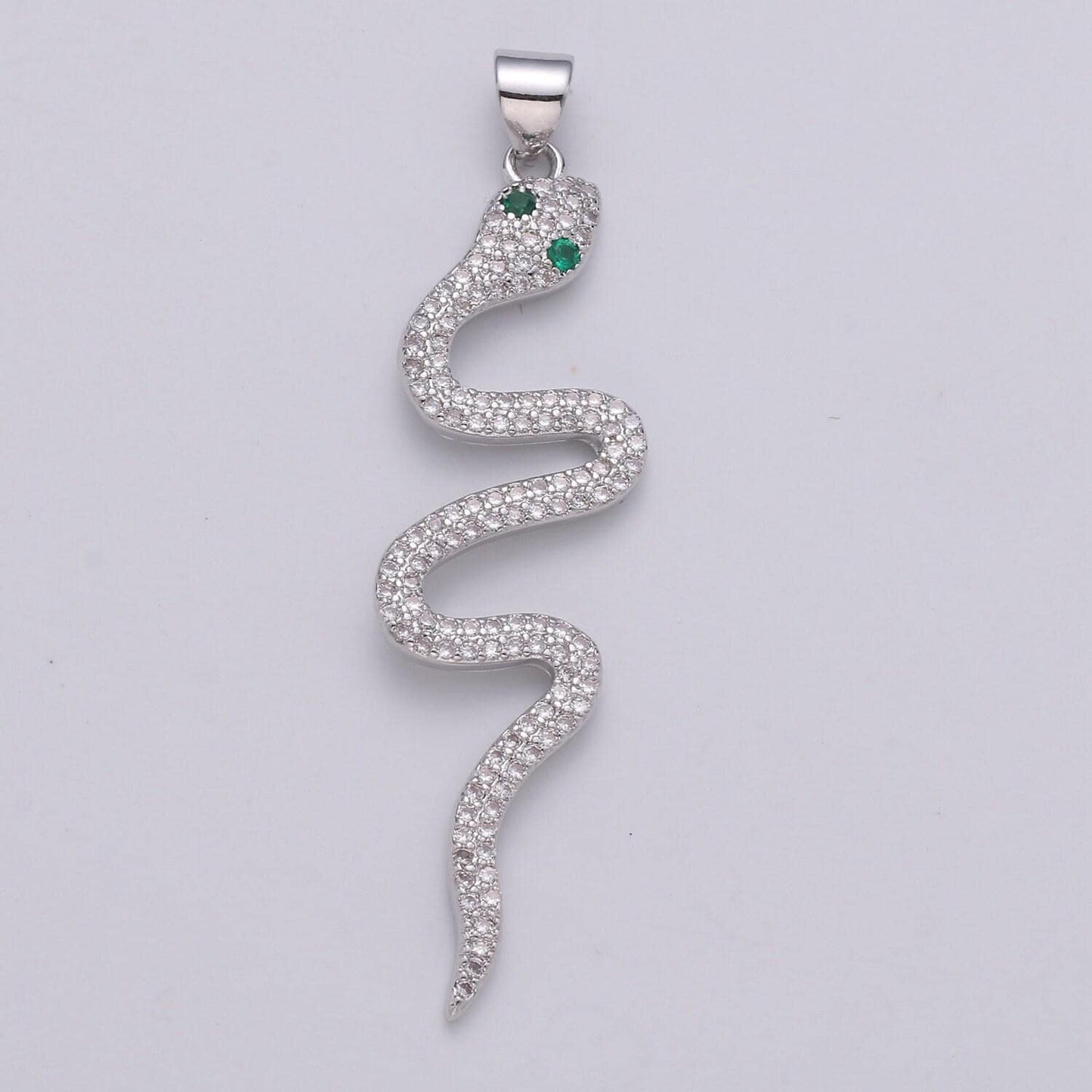 1pc 24k gold micro pave snake charm, cubic zirconia serpent pendant charm, charm, silver snake pendant for diy jewelry