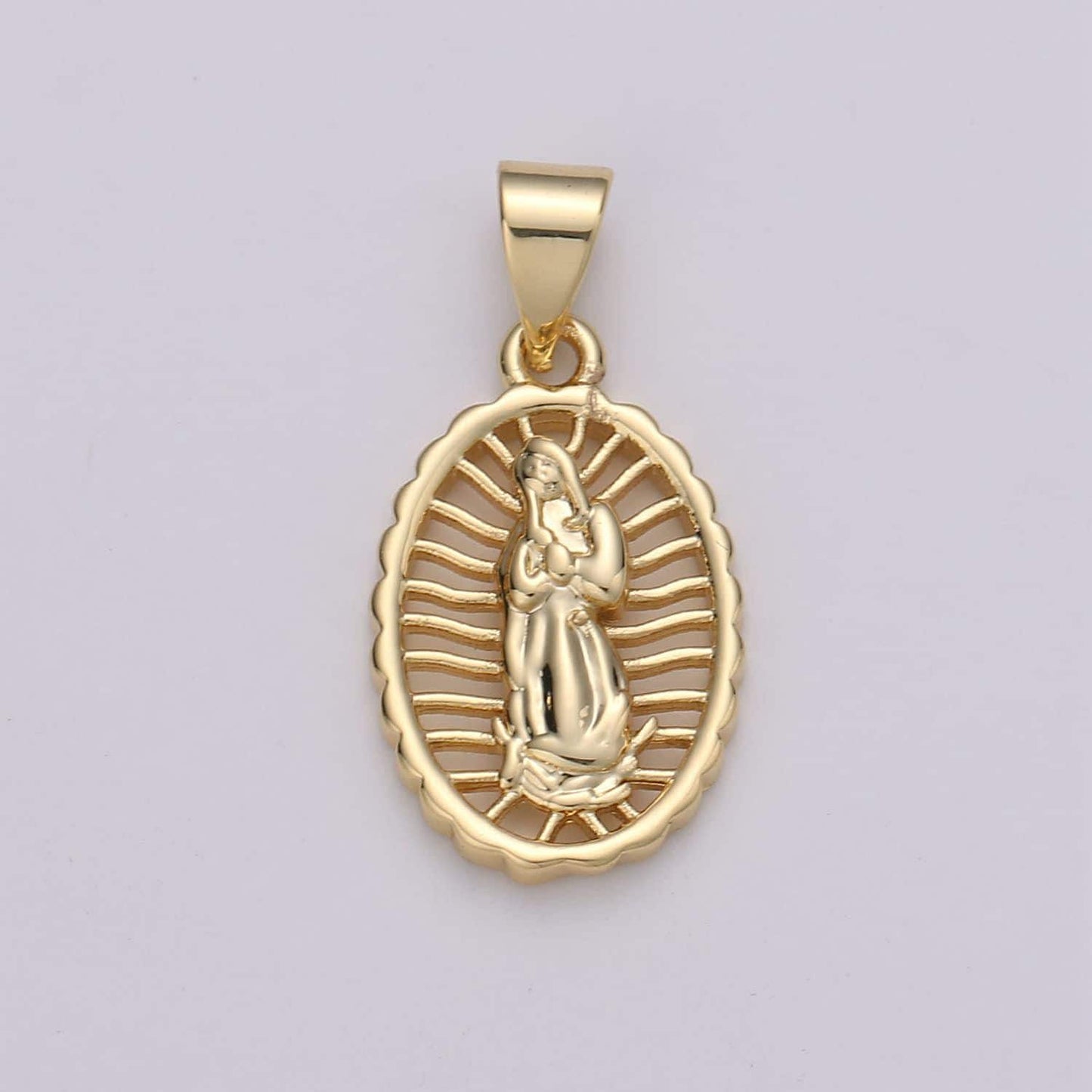 Dainty 24k gold virgen de guadalupe pendant, catholic jewelry, our lady of guadalupe charm catholic religious jewelry