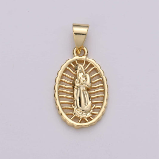 Dainty 24k gold virgen de guadalupe pendant, catholic jewelry, our lady of guadalupe charm catholic religious jewelry