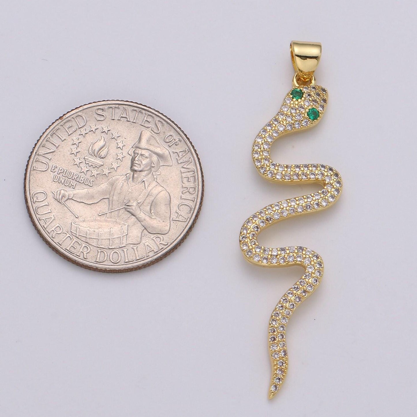 1pc 24k gold micro pave snake charm, cubic zirconia serpent pendant charm, charm, silver snake pendant for diy jewelry
