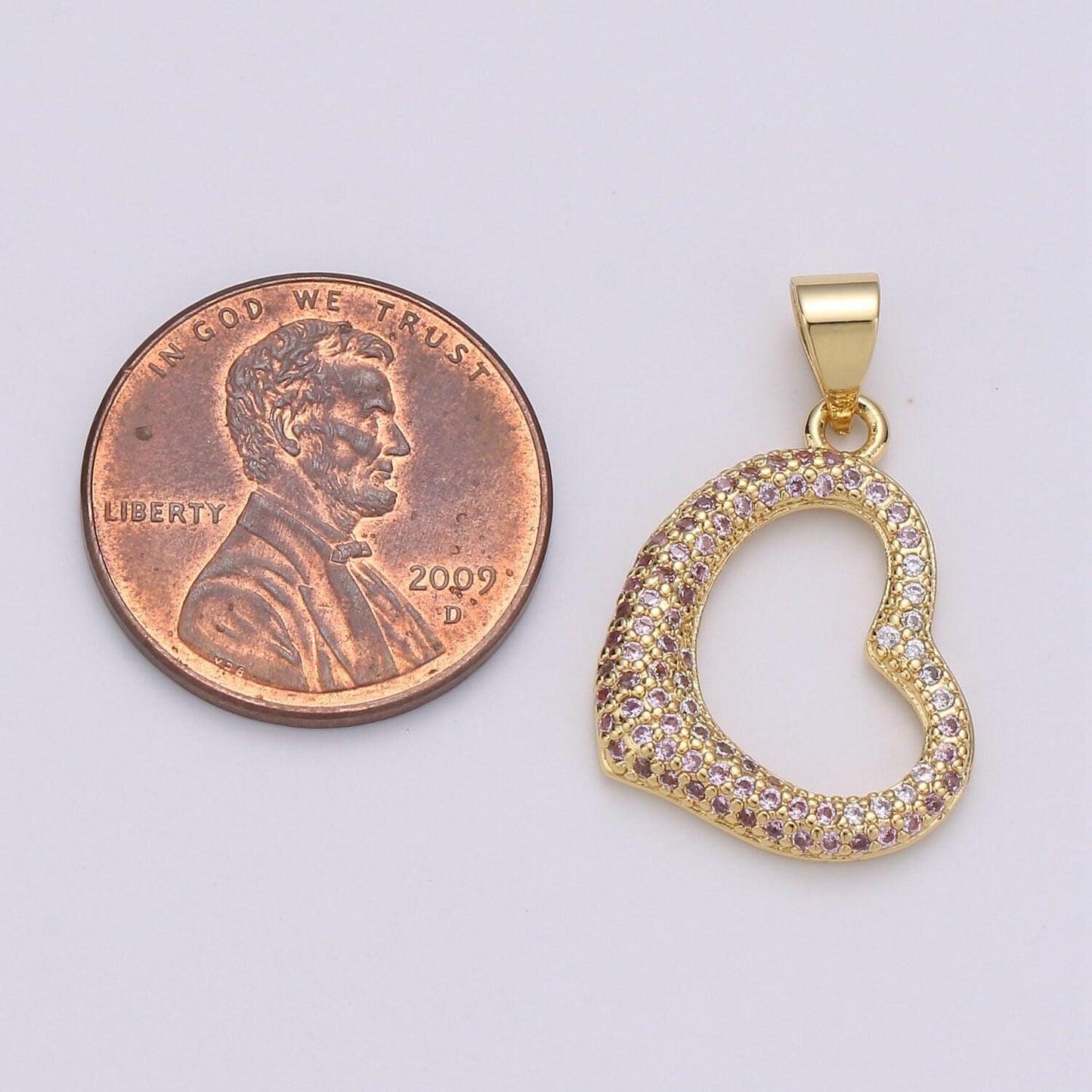 1pc 24k gold  micro pave cz heart pendant charm, open heart micro pave cz pendant charm,  pendant, for diy jewelry