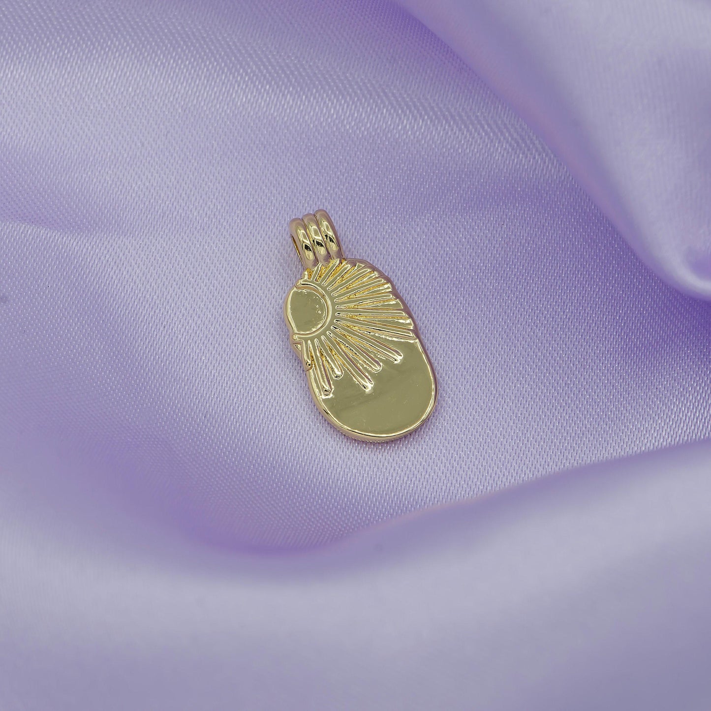 Dainty sun charm dangle charm celestial pendant minimalist jewelry inspired sun beam sunburst moon charm i781