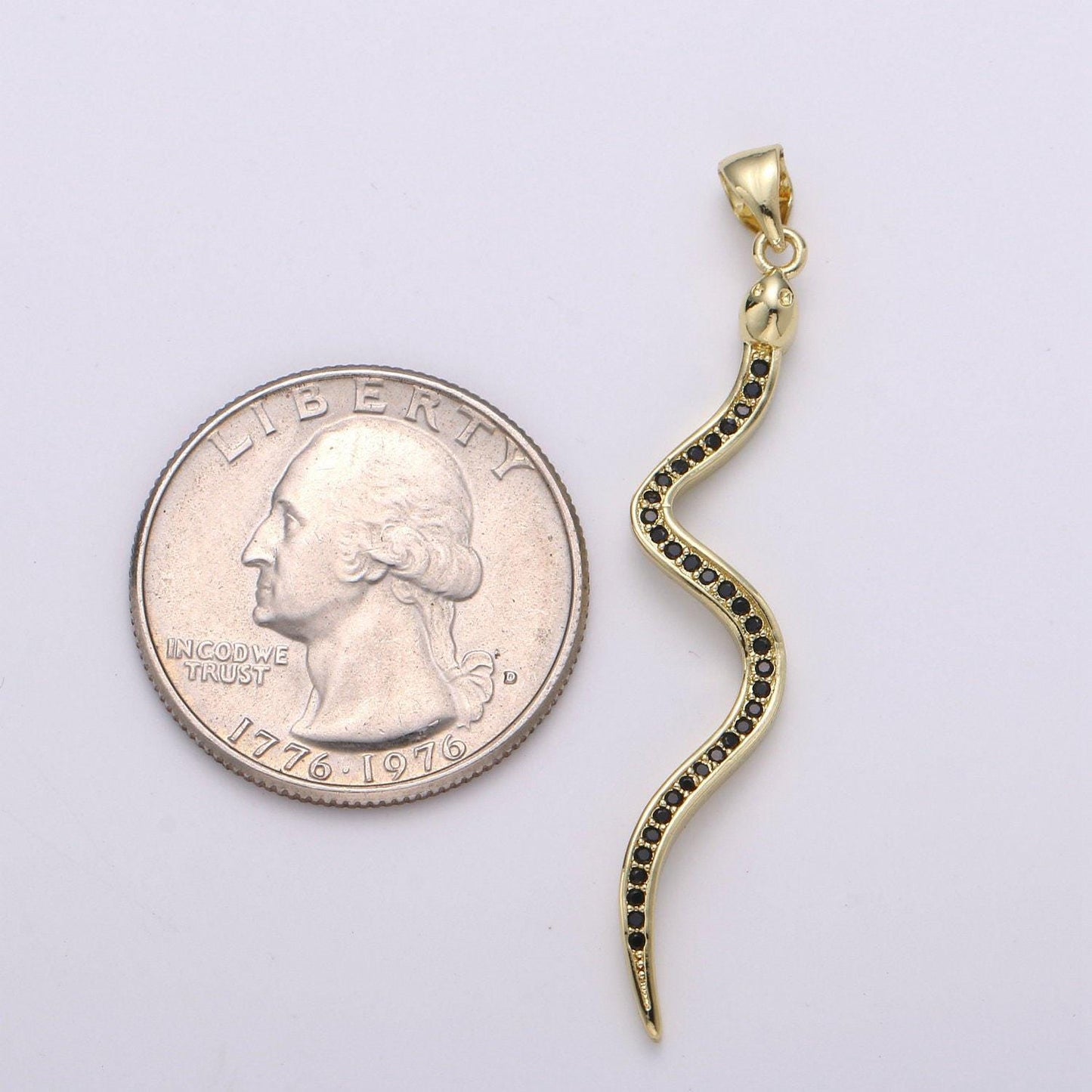 24k gold filled snake pendant, gold snake charm micro pave pendant serpent jewelry for necklace component i-780