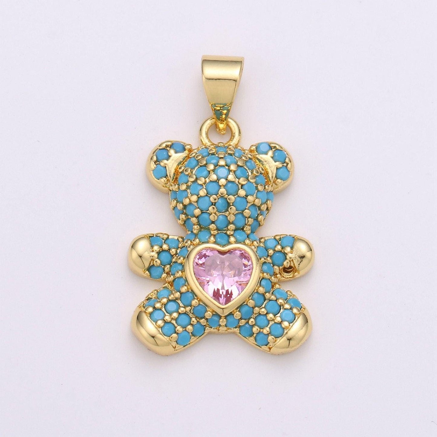 Gold bear charm teddy bear charm necklace pendant / keychain / earrings / kids crafts i-779