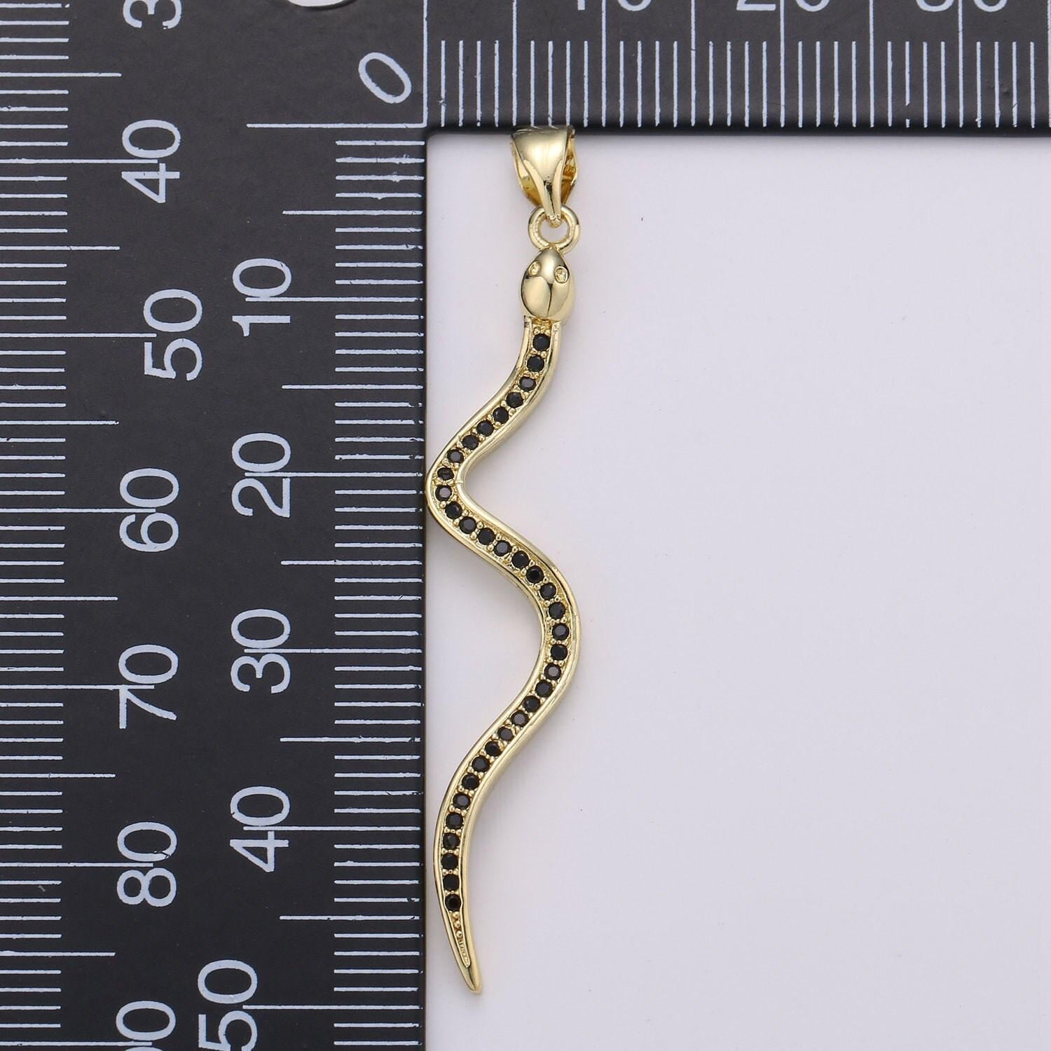 24k gold filled snake pendant, gold snake charm micro pave pendant serpent jewelry for necklace component i-780