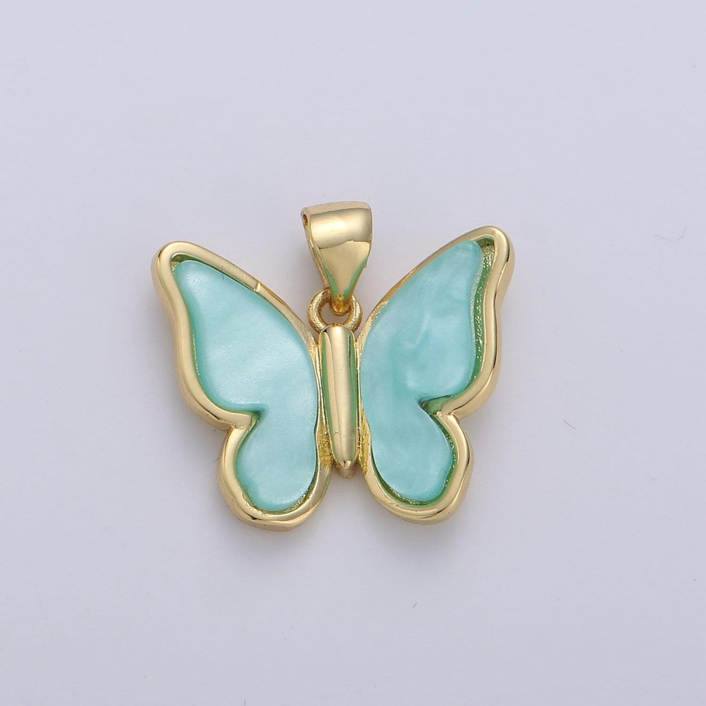 Pearl mariposa butterfly charm pink butterfly charm acrylic pendant for necklace earring supply component in real gold plated tarnish free