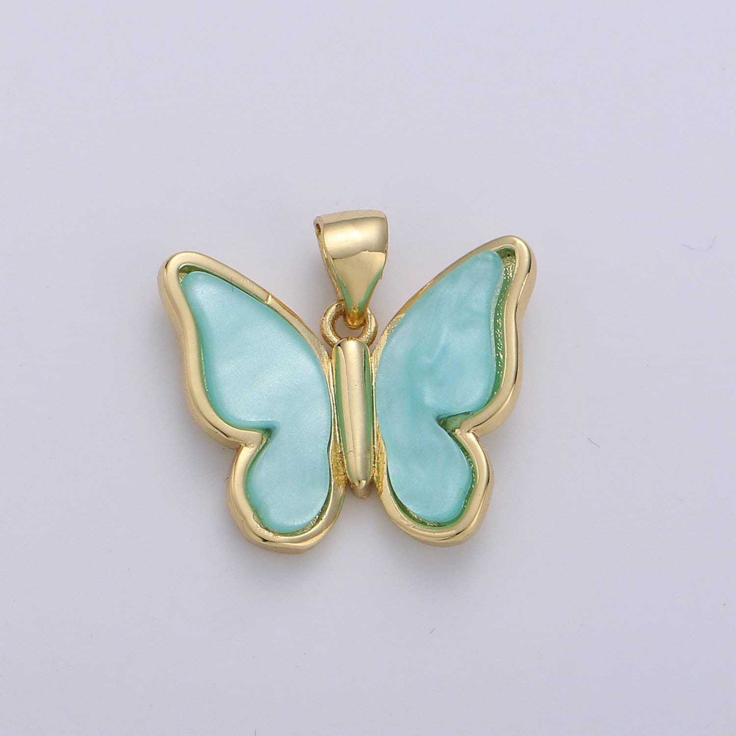 Pearl mariposa butterfly charm pink butterfly charm acrylic pendant for necklace earring supply component in real gold plated tarnish free