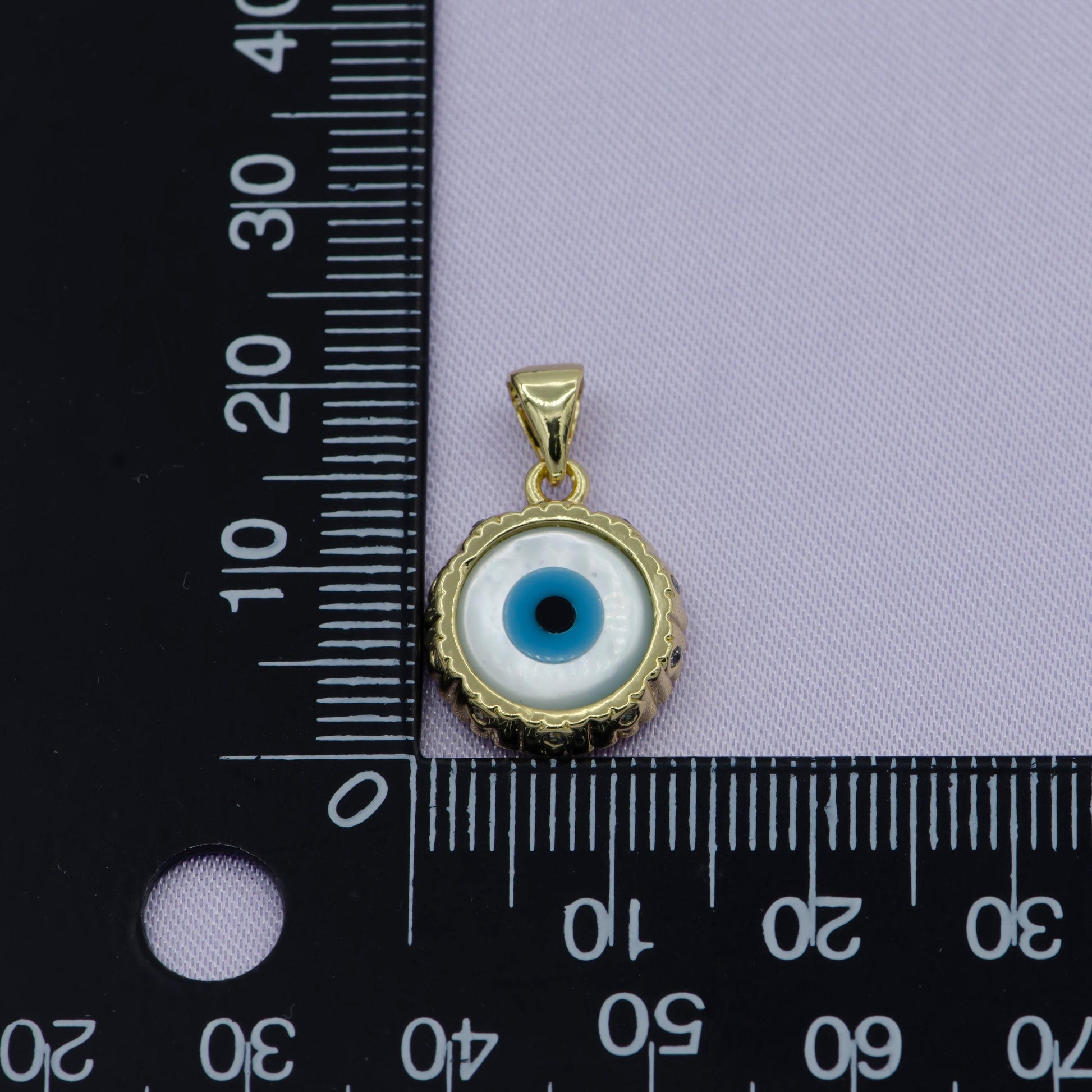 Dainty evil eye charm small tiny evil eye pendant eye of ra minimalist jewelry gift for her bridal necklace component gold silver eye, i-592