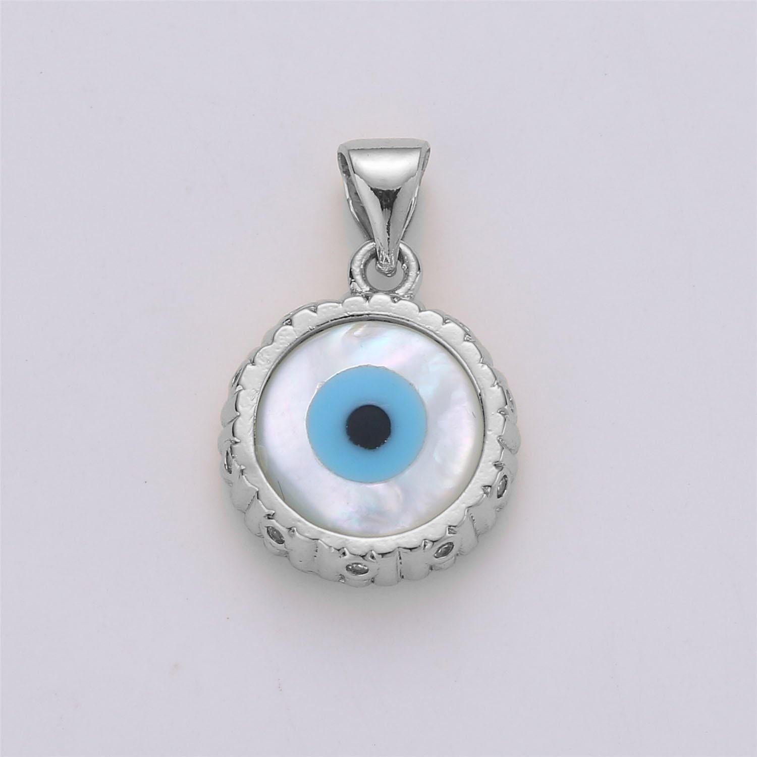 Dainty evil eye charm small tiny evil eye pendant eye of ra minimalist jewelry gift for her bridal necklace component gold silver eye, i-592
